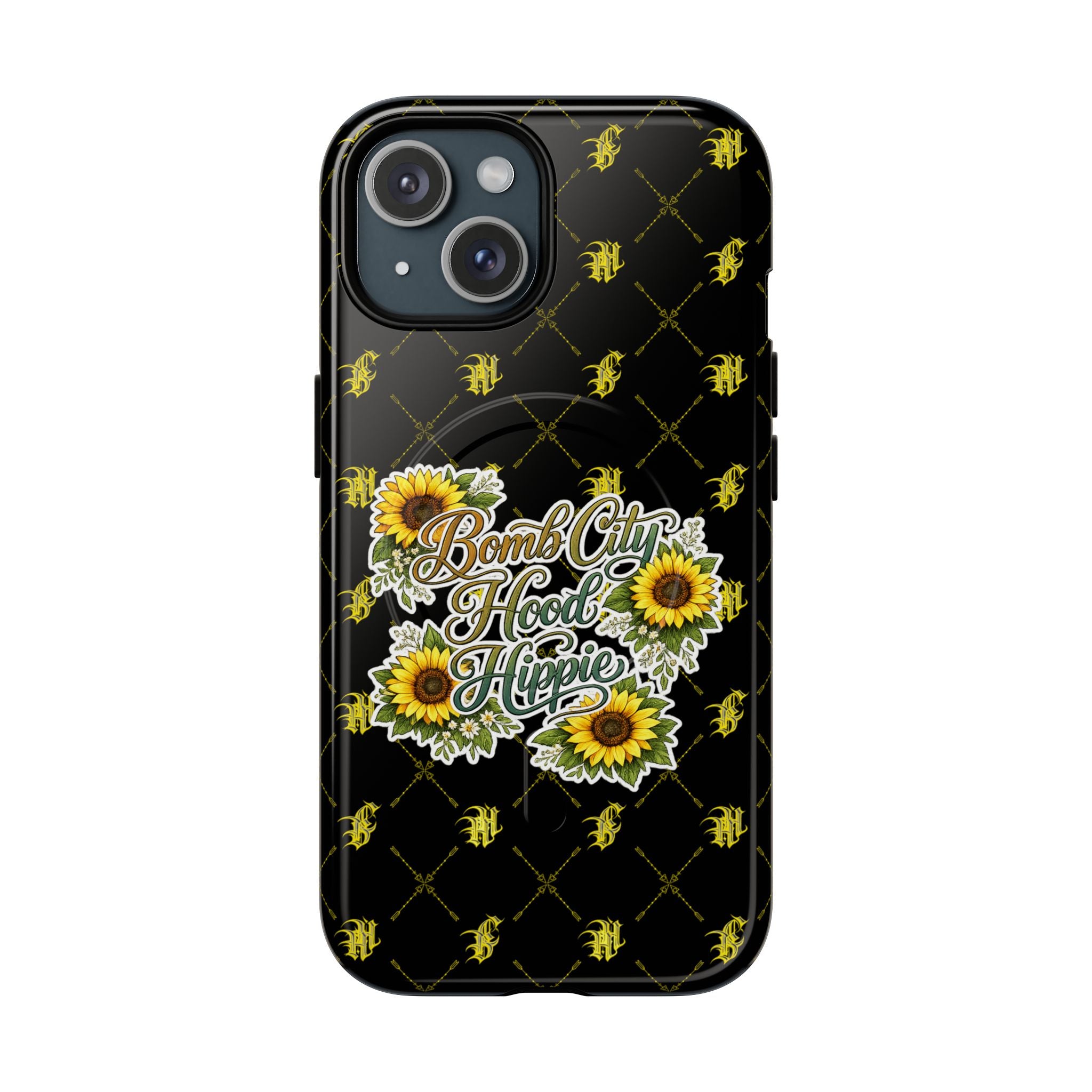 Tough Magnetic Phone Case — "Bomb City Hood Hippie" Sunflower Protective Cover
