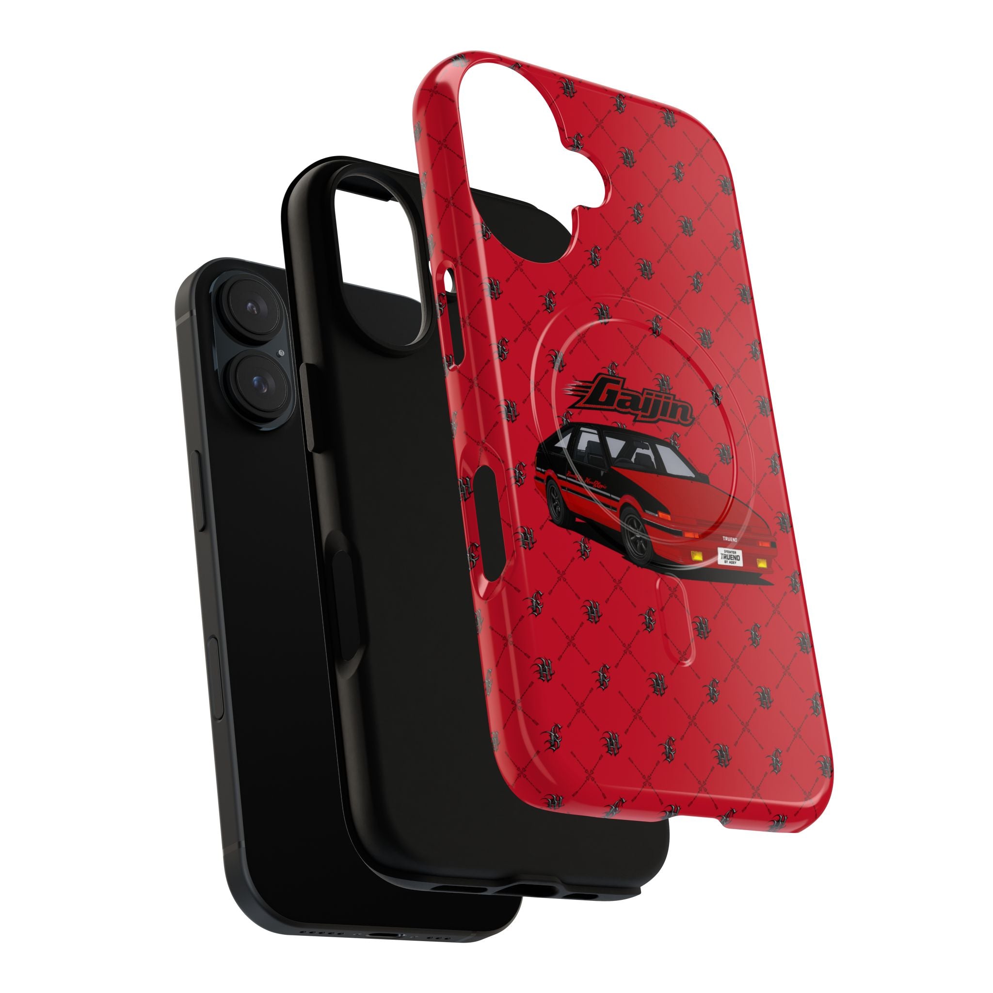 Red Retro Drift Car Tough Magnetic Phone Case — "Gajin" Graphic