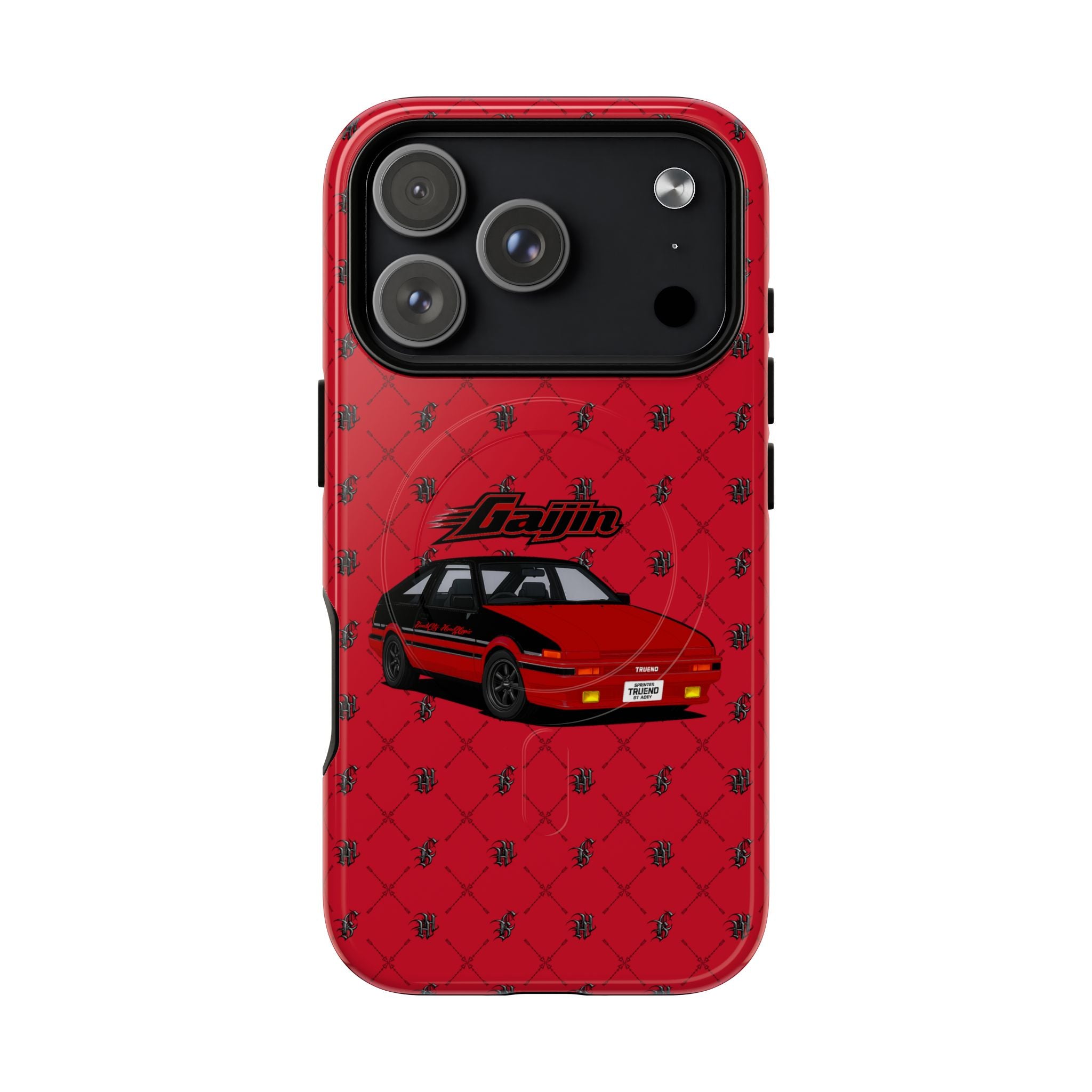 Red Retro Drift Car Tough Magnetic Phone Case — "Gajin" Graphic