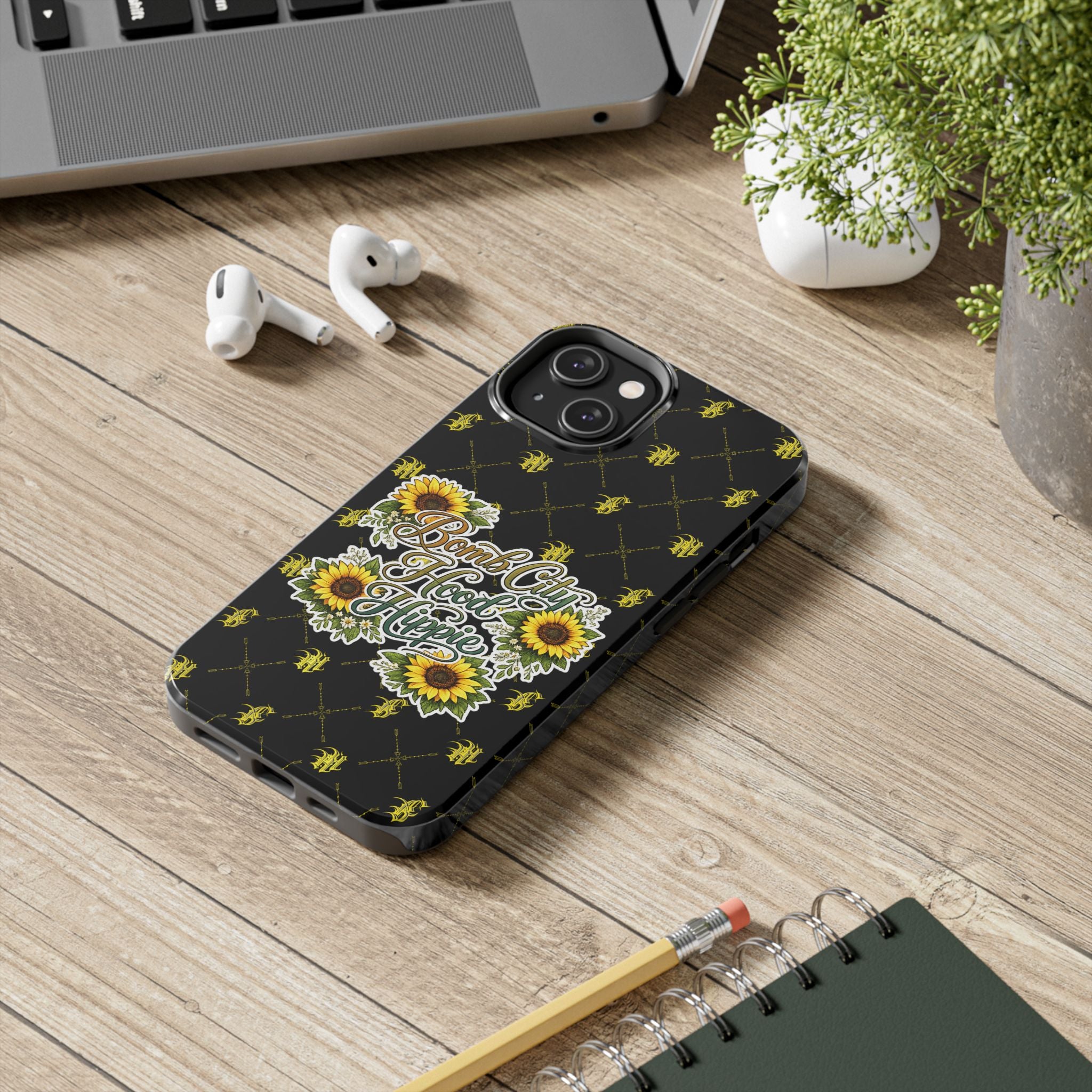 Tough Phone Case — "Bomb City Hood Hippie" Sunflower Protective Phone Cover