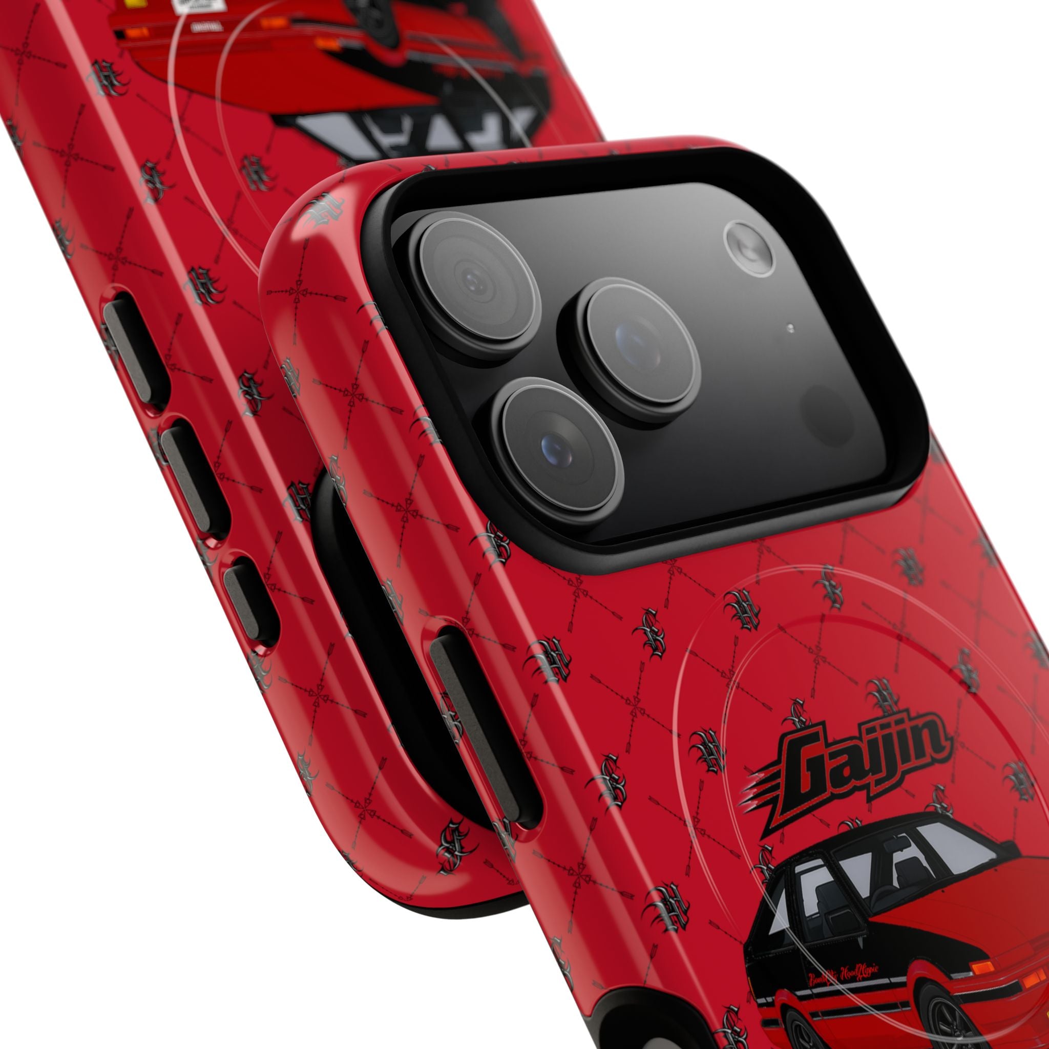 Red Retro Drift Car Tough Magnetic Phone Case — "Gajin" Graphic
