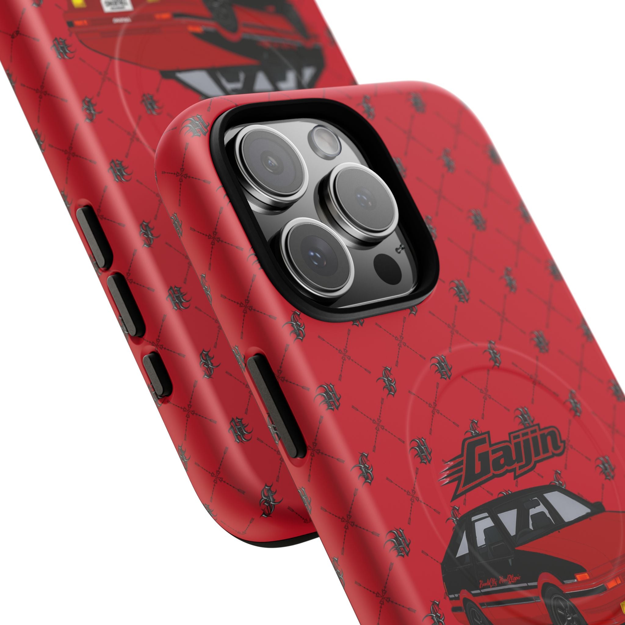 Red Retro Drift Car Tough Magnetic Phone Case — "Gajin" Graphic