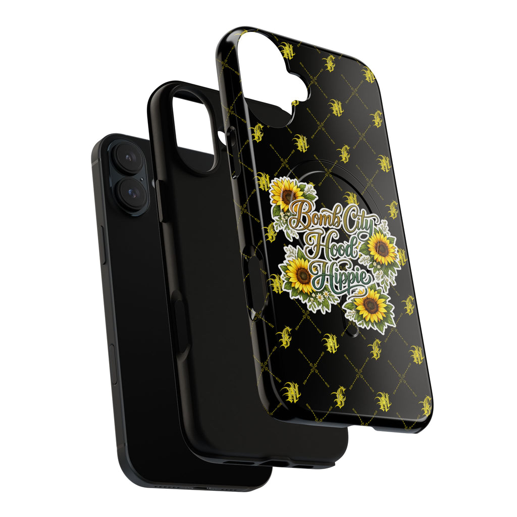 Tough Magnetic Phone Case — "Bomb City Hood Hippie" Sunflower Protective Cover