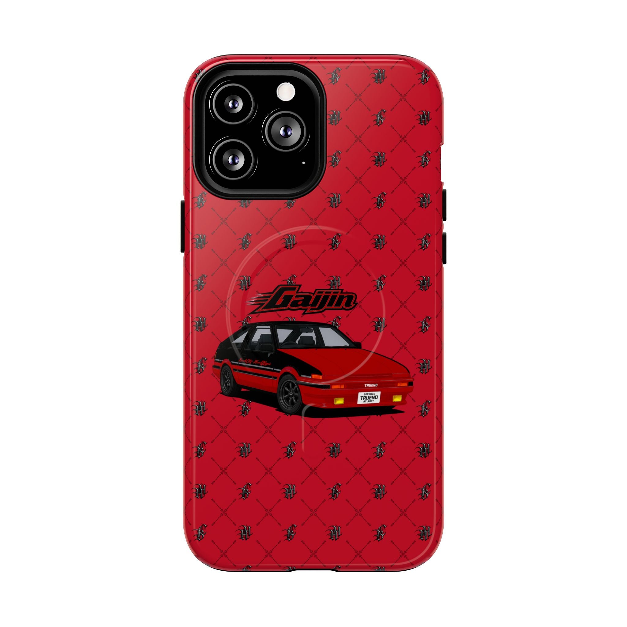 Red Retro Drift Car Tough Magnetic Phone Case — "Gajin" Graphic