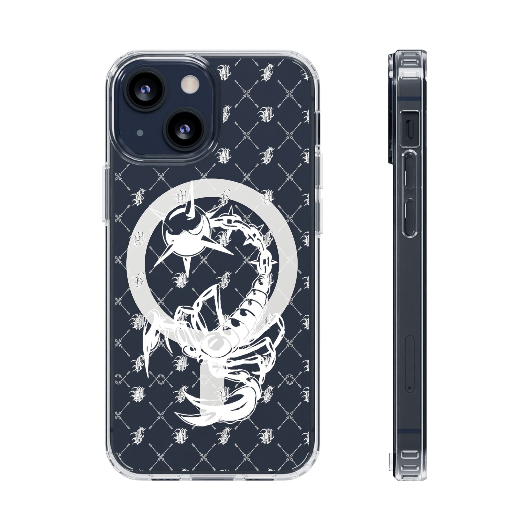 Clear Impact Phone Case — White Floral Venus Symbol (Magnetic, Shockproof)