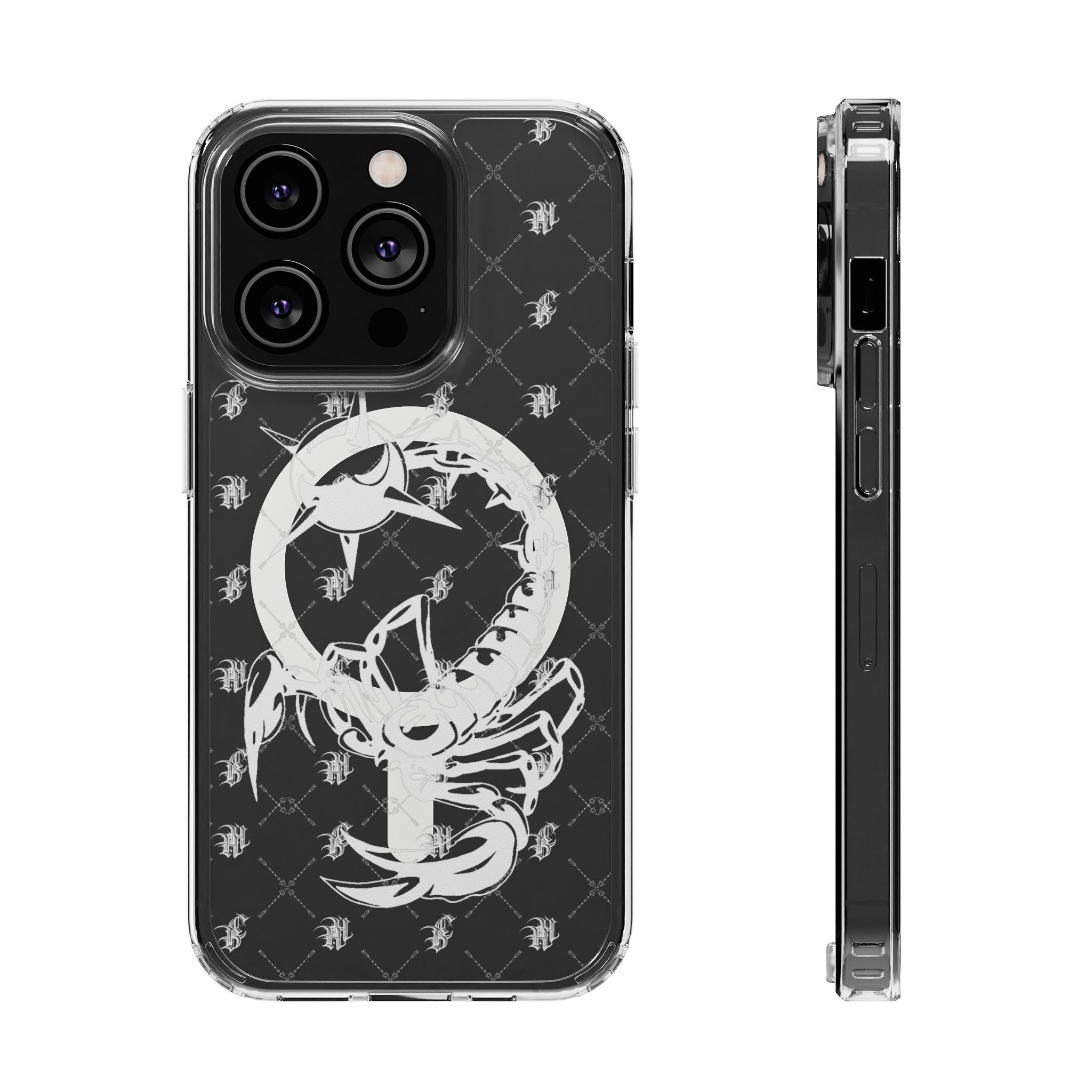 Clear Impact Phone Case — White Floral Venus Symbol (Magnetic, Shockproof)