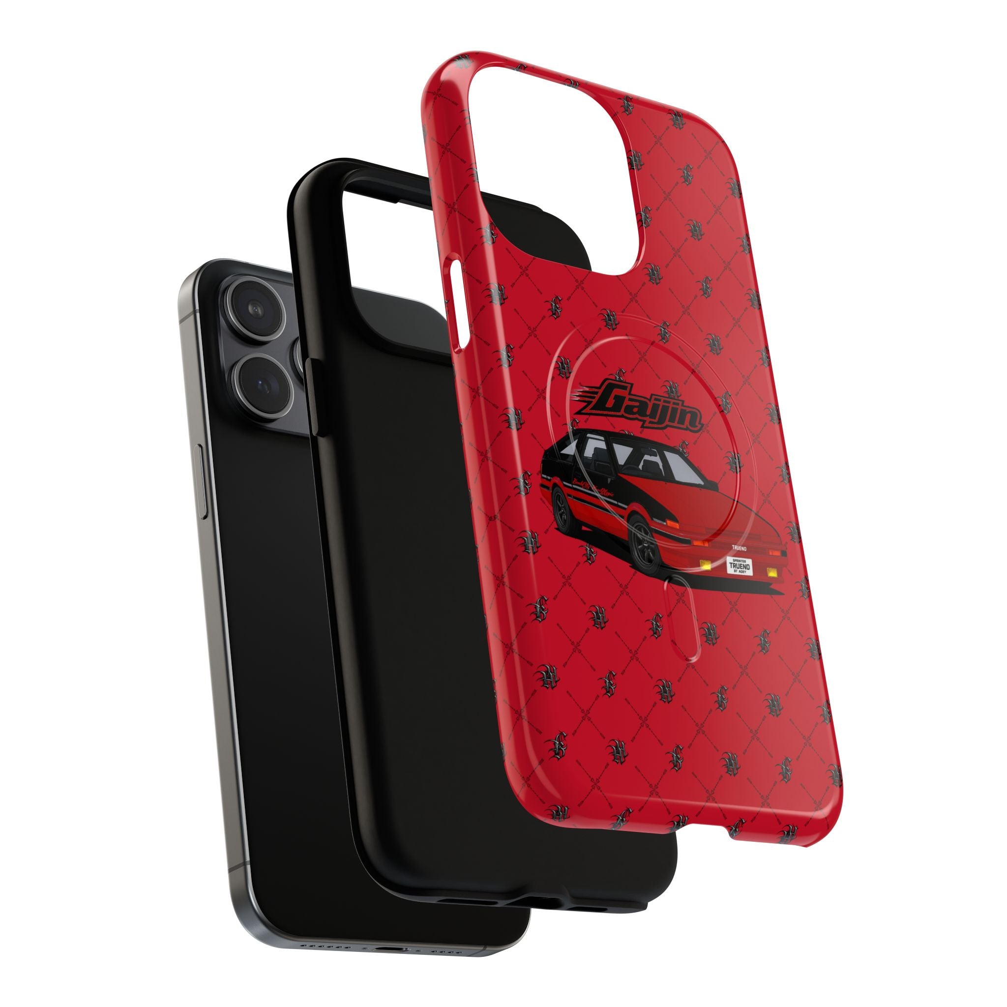 Red Retro Drift Car Tough Magnetic Phone Case — "Gajin" Graphic
