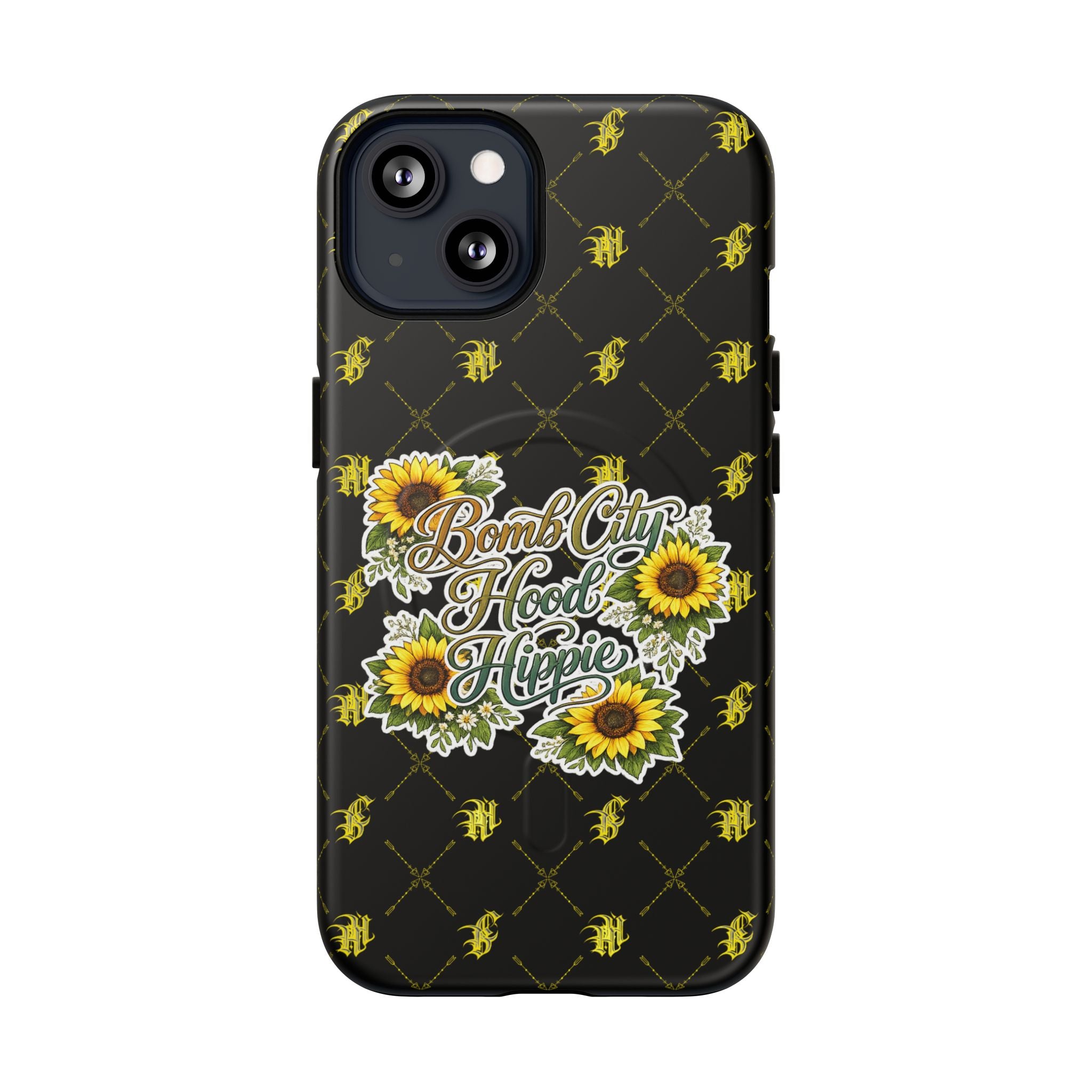 Tough Magnetic Phone Case — "Bomb City Hood Hippie" Sunflower Protective Cover