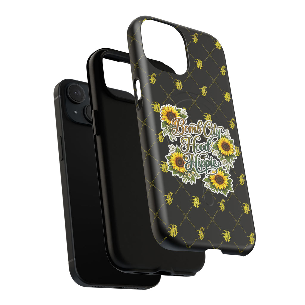 Tough Magnetic Phone Case — "Bomb City Hood Hippie" Sunflower Protective Cover
