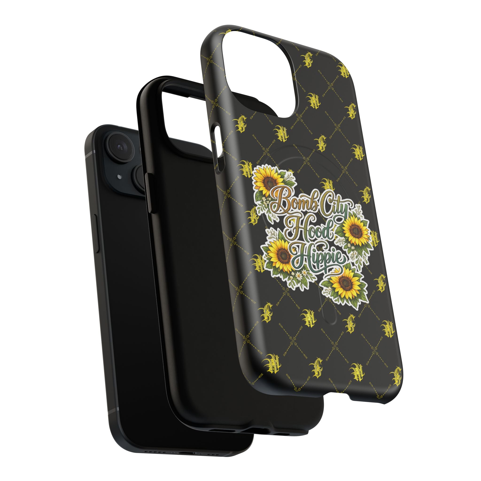 Tough Magnetic Phone Case — "Bomb City Hood Hippie" Sunflower Protective Cover