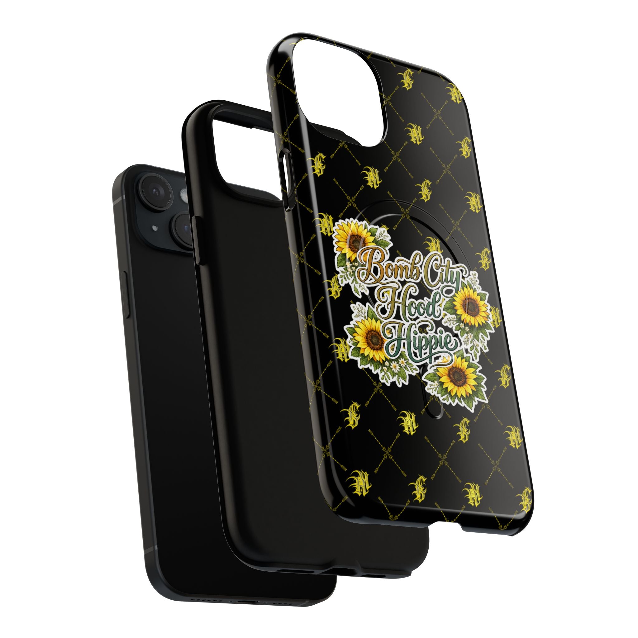 Tough Magnetic Phone Case — "Bomb City Hood Hippie" Sunflower Protective Cover
