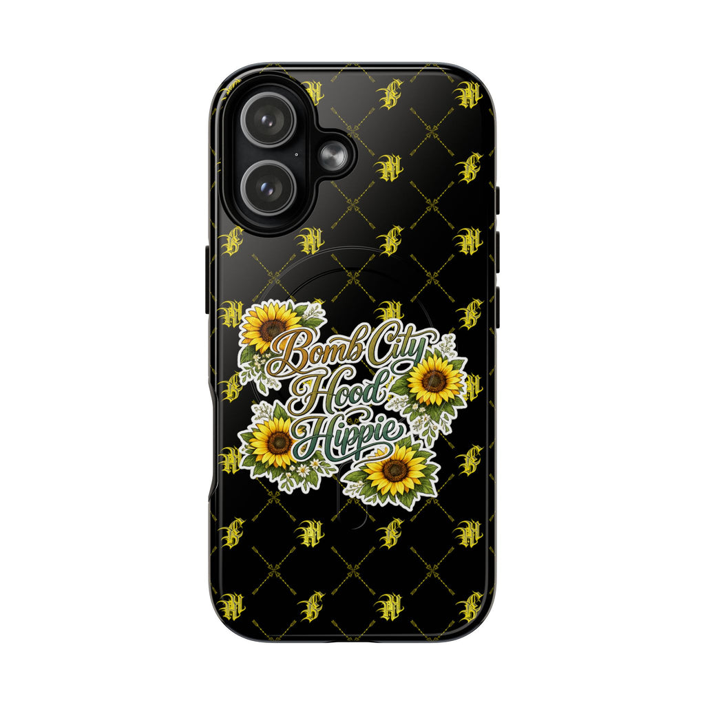 Tough Magnetic Phone Case — "Bomb City Hood Hippie" Sunflower Protective Cover