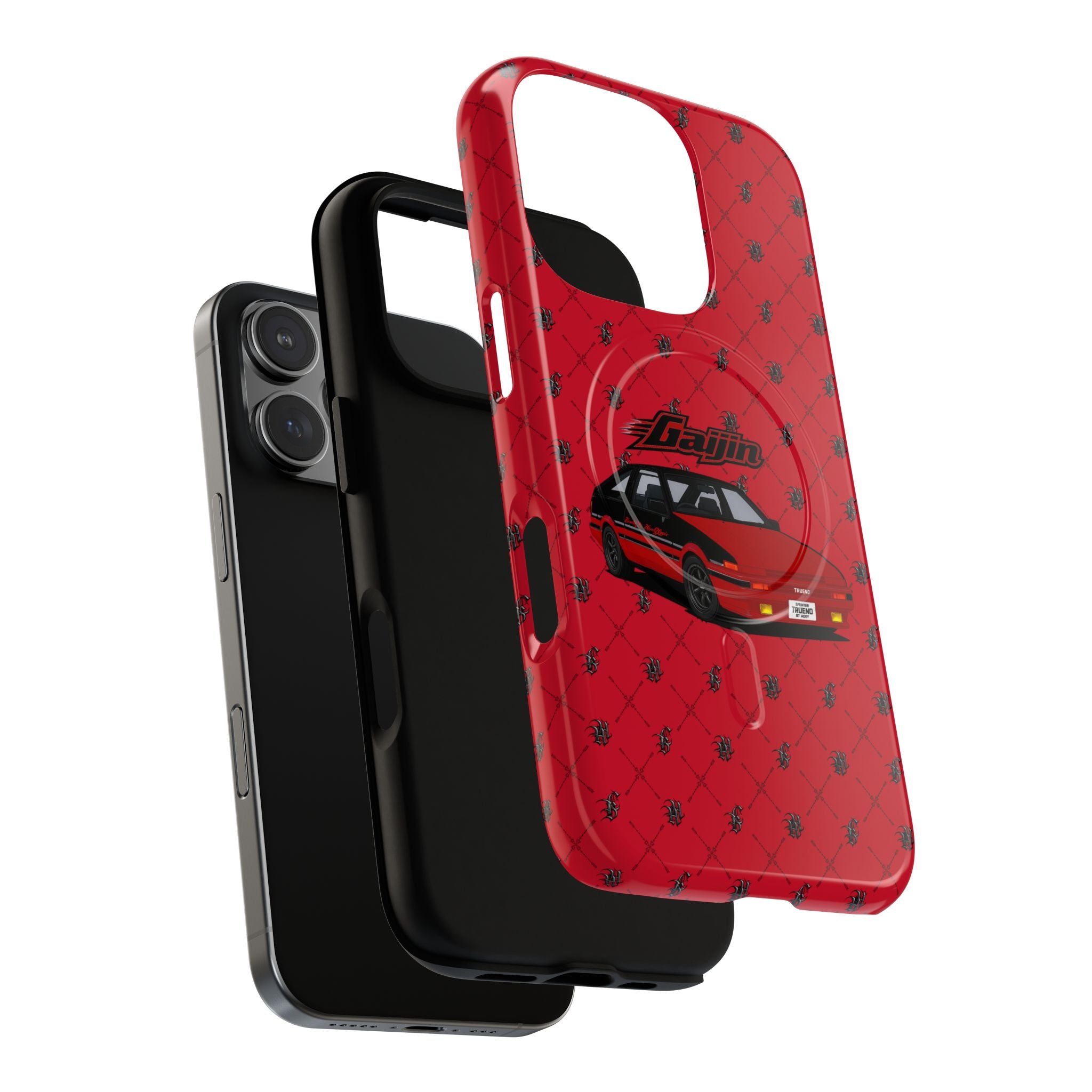 Red Retro Drift Car Tough Magnetic Phone Case — "Gajin" Graphic