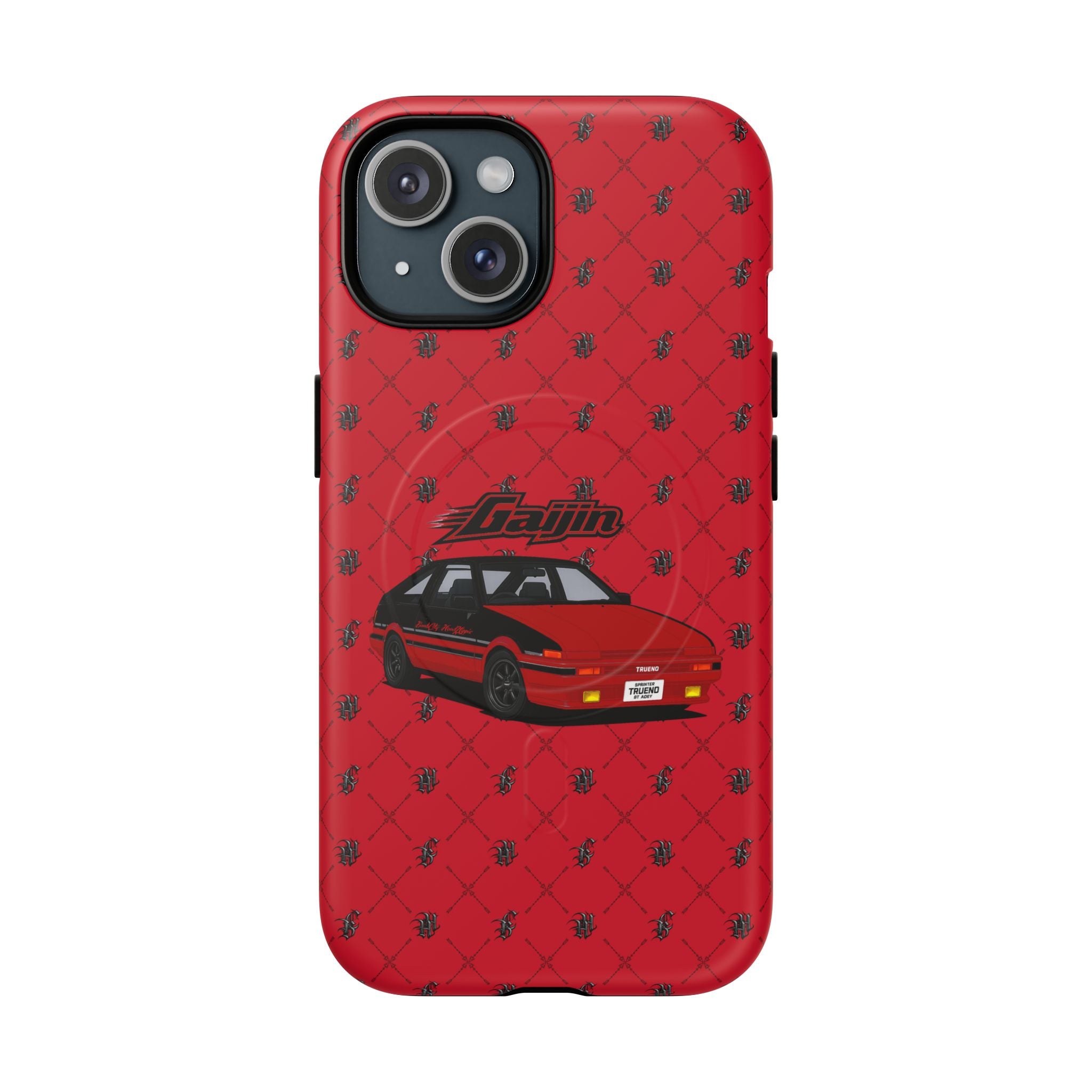 Red Retro Drift Car Tough Magnetic Phone Case — "Gajin" Graphic