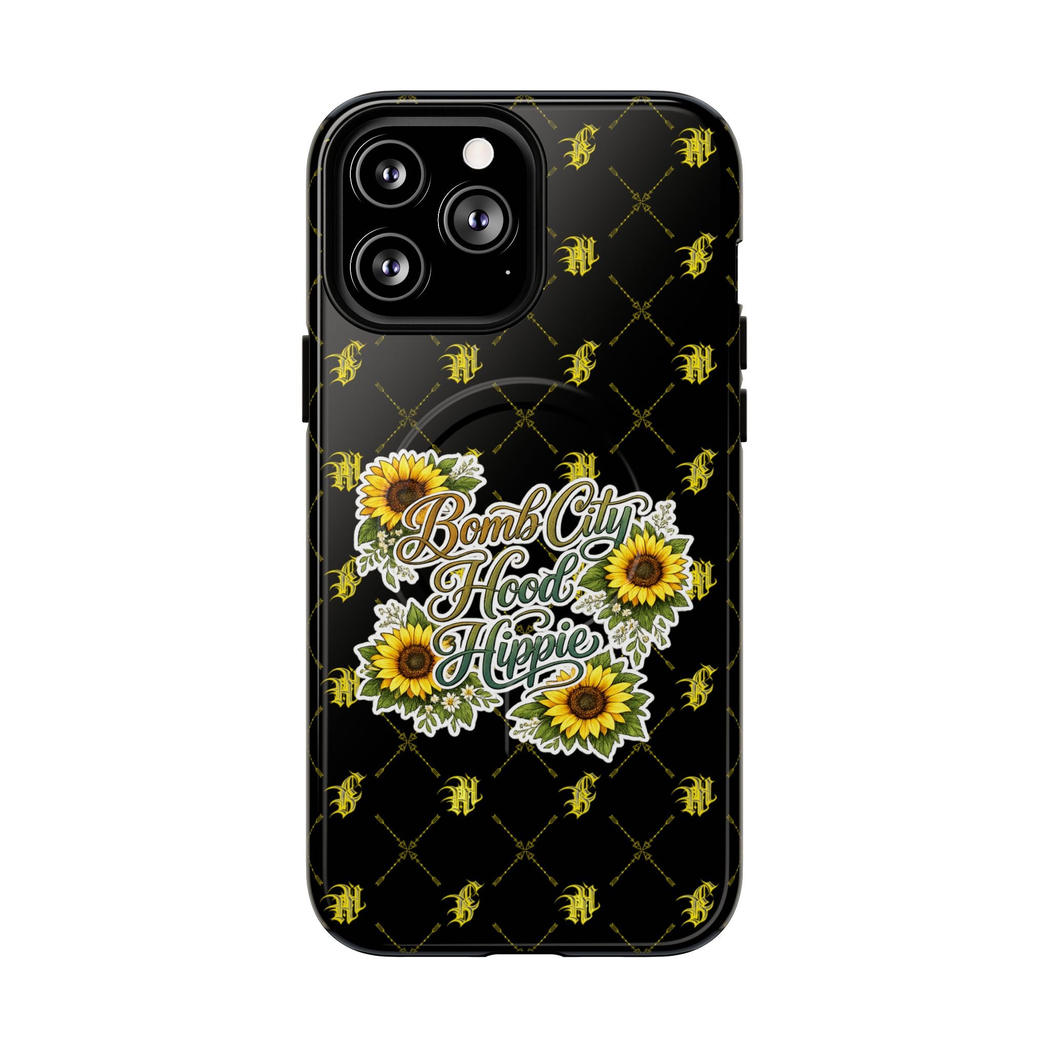 Tough Magnetic Phone Case — "Bomb City Hood Hippie" Sunflower Protective Cover