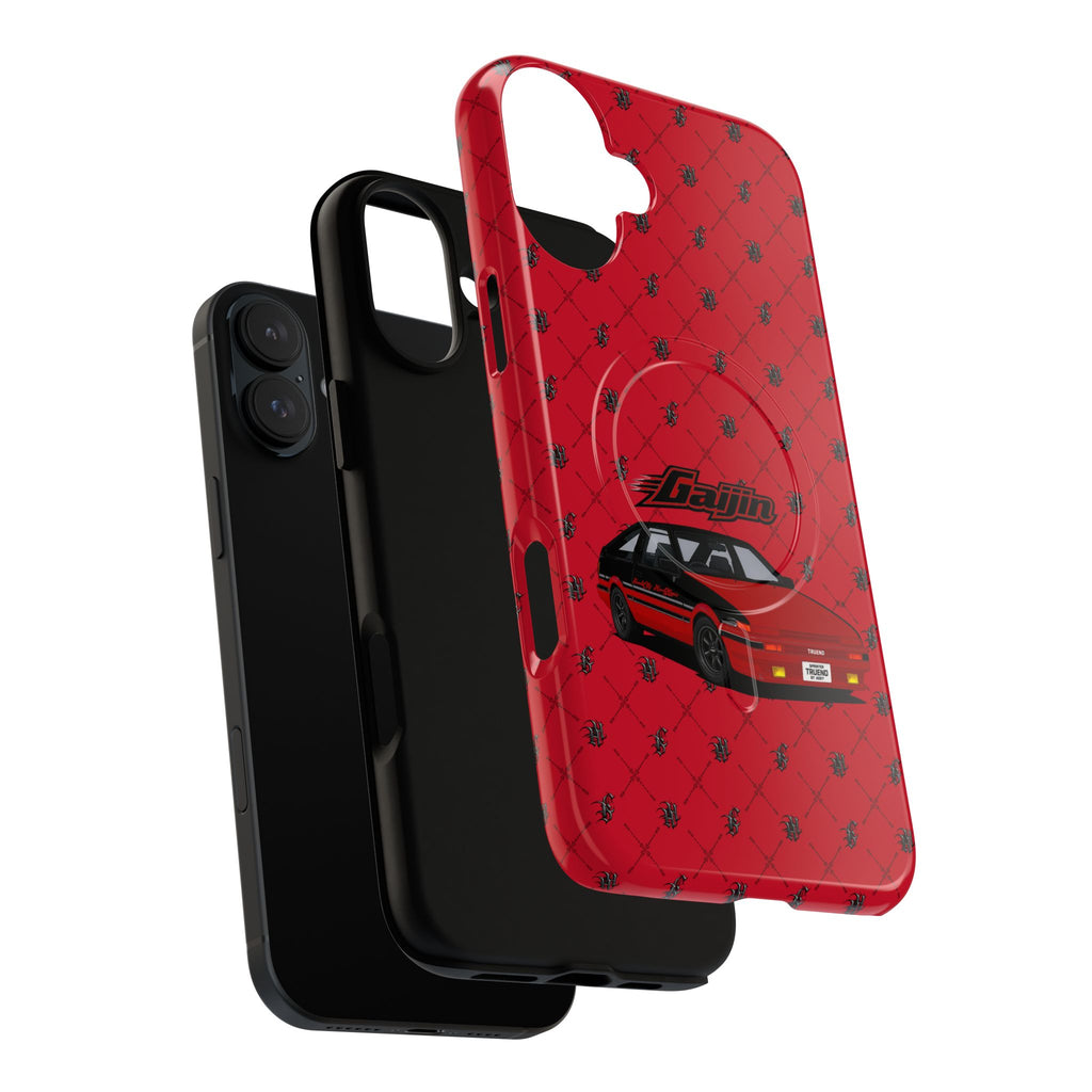 Red JDM Drift Car Magnetic Phone Case — 'Gaijin' Retro Racing Design