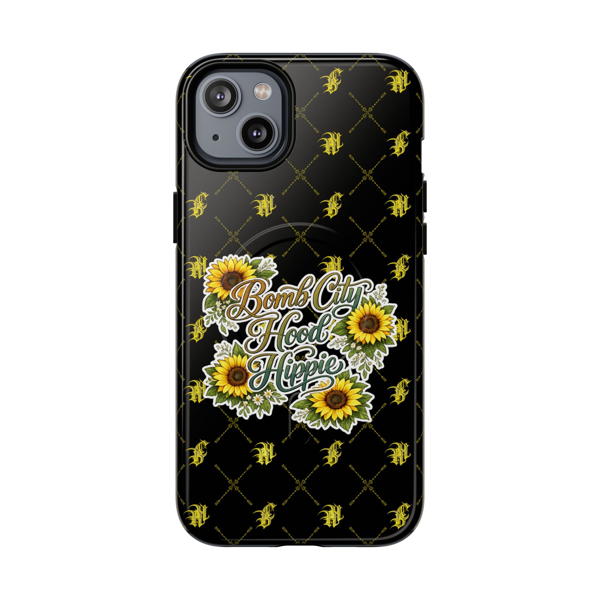 Tough Magnetic Phone Case — "Bomb City Hood Hippie" Sunflower Protective Cover