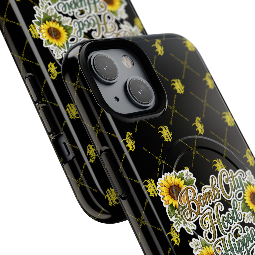 Tough Magnetic Phone Case — "Bomb City Hood Hippie" Sunflower Protective Cover