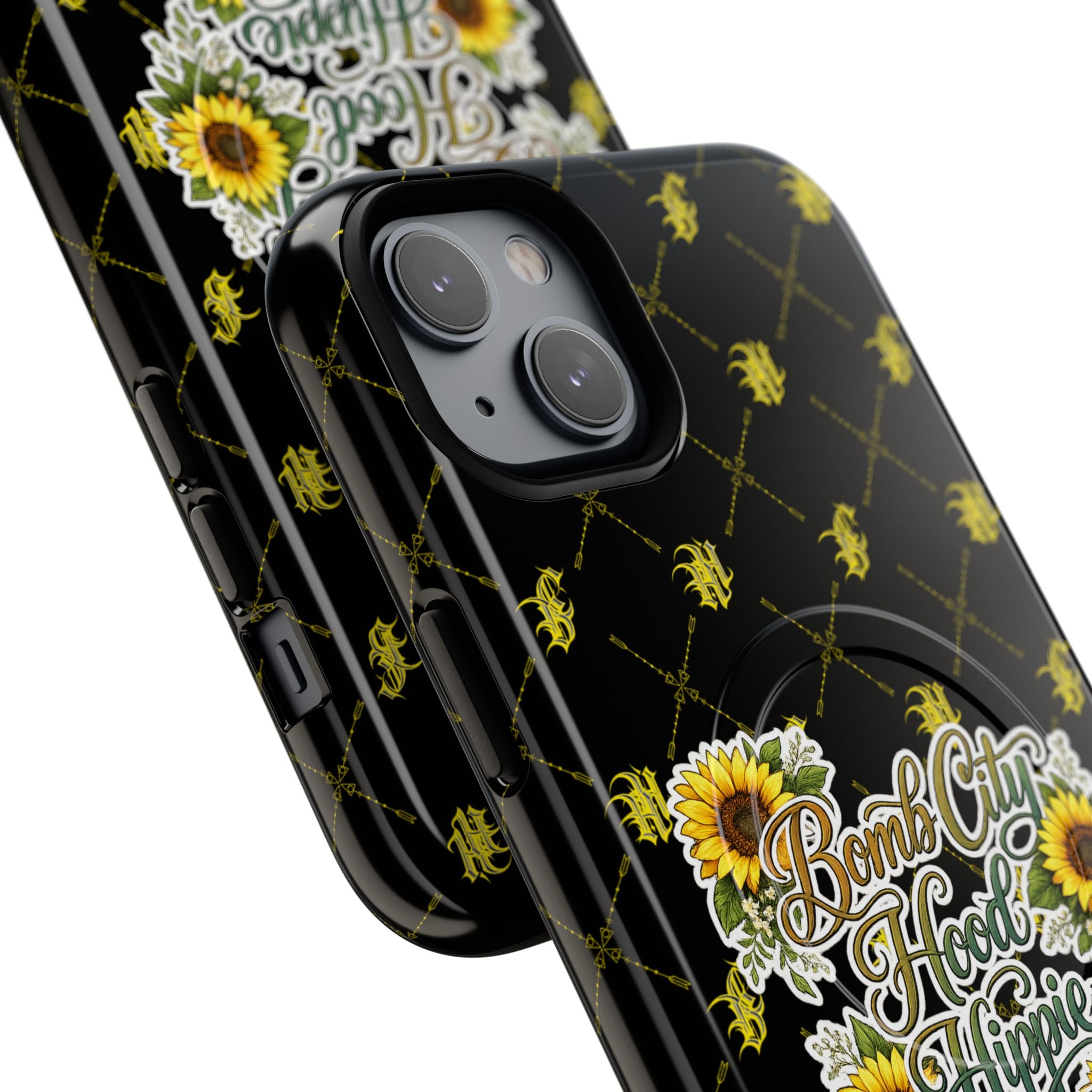 Tough Magnetic Phone Case — "Bomb City Hood Hippie" Sunflower Protective Cover