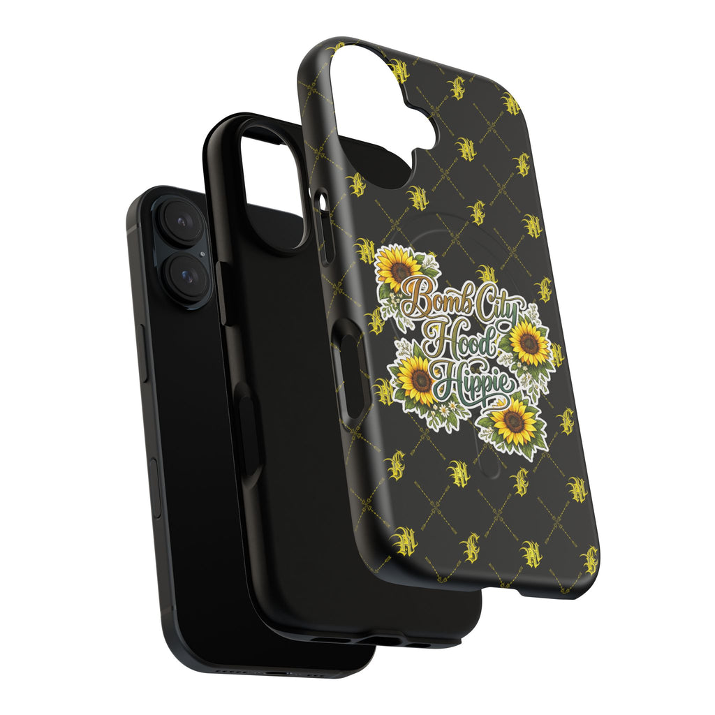 Tough Magnetic Phone Case — "Bomb City Hood Hippie" Sunflower Protective Cover
