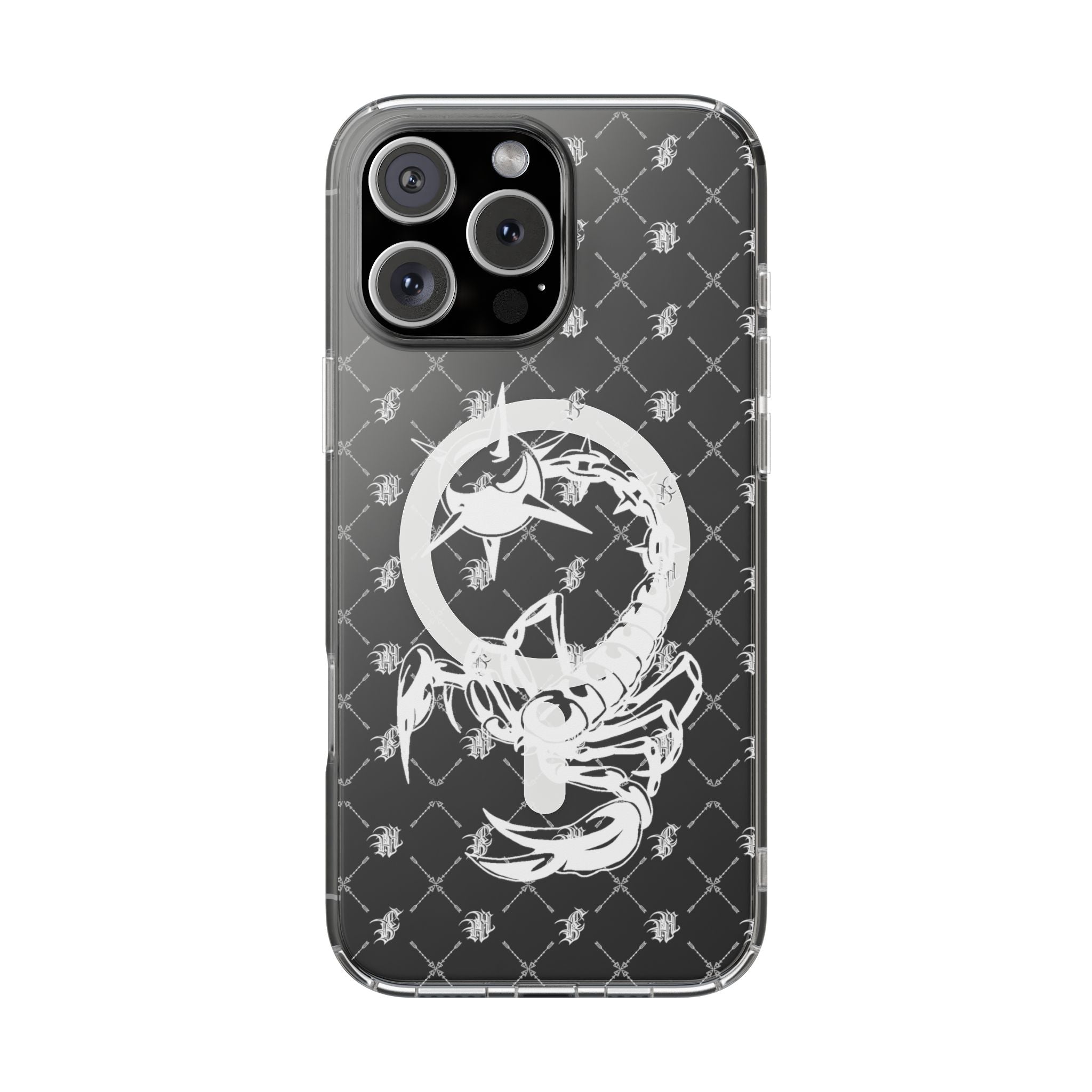 Clear Impact Phone Case — White Floral Venus Symbol (Magnetic, Shockproof)