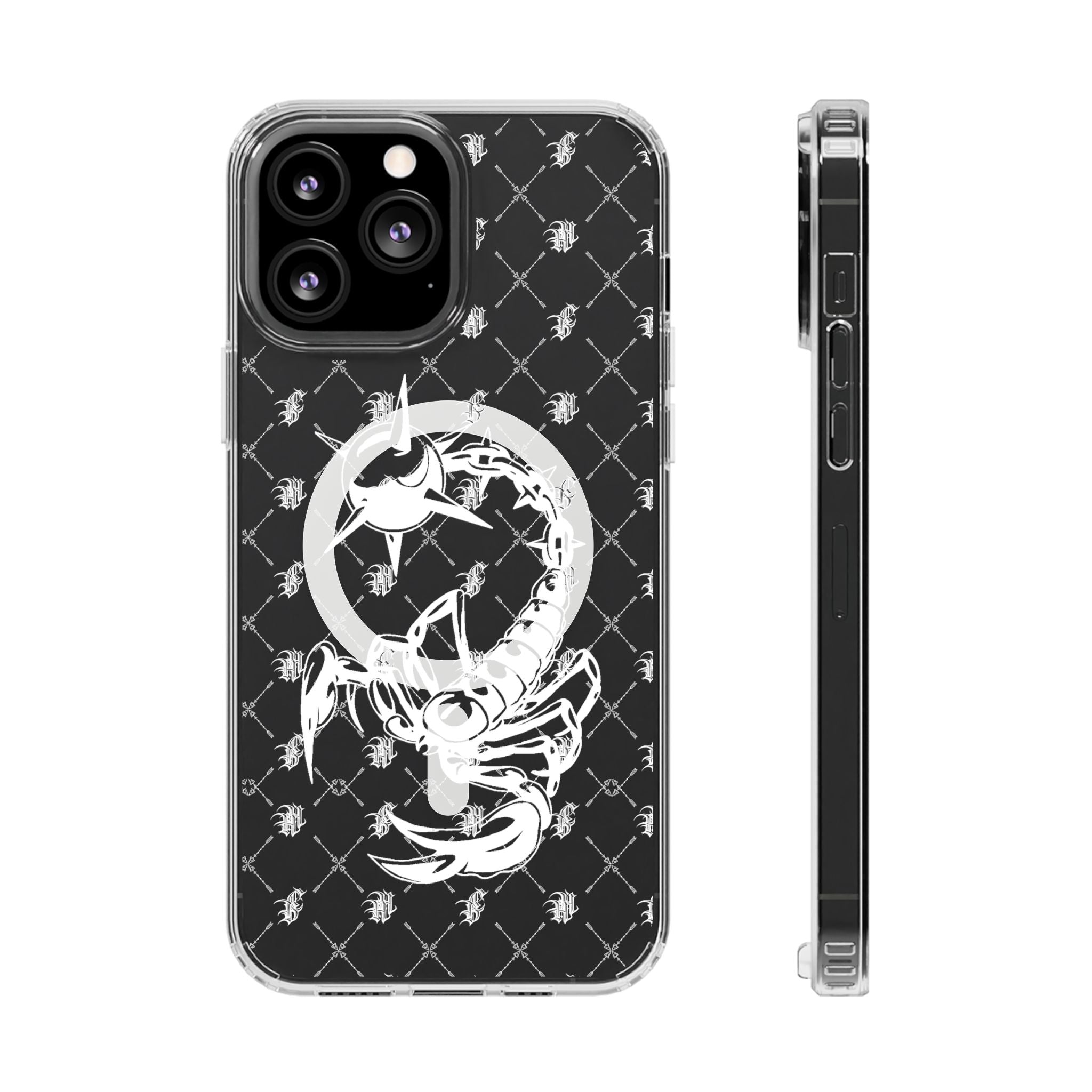 Clear Impact Phone Case — White Floral Venus Symbol (Magnetic, Shockproof)