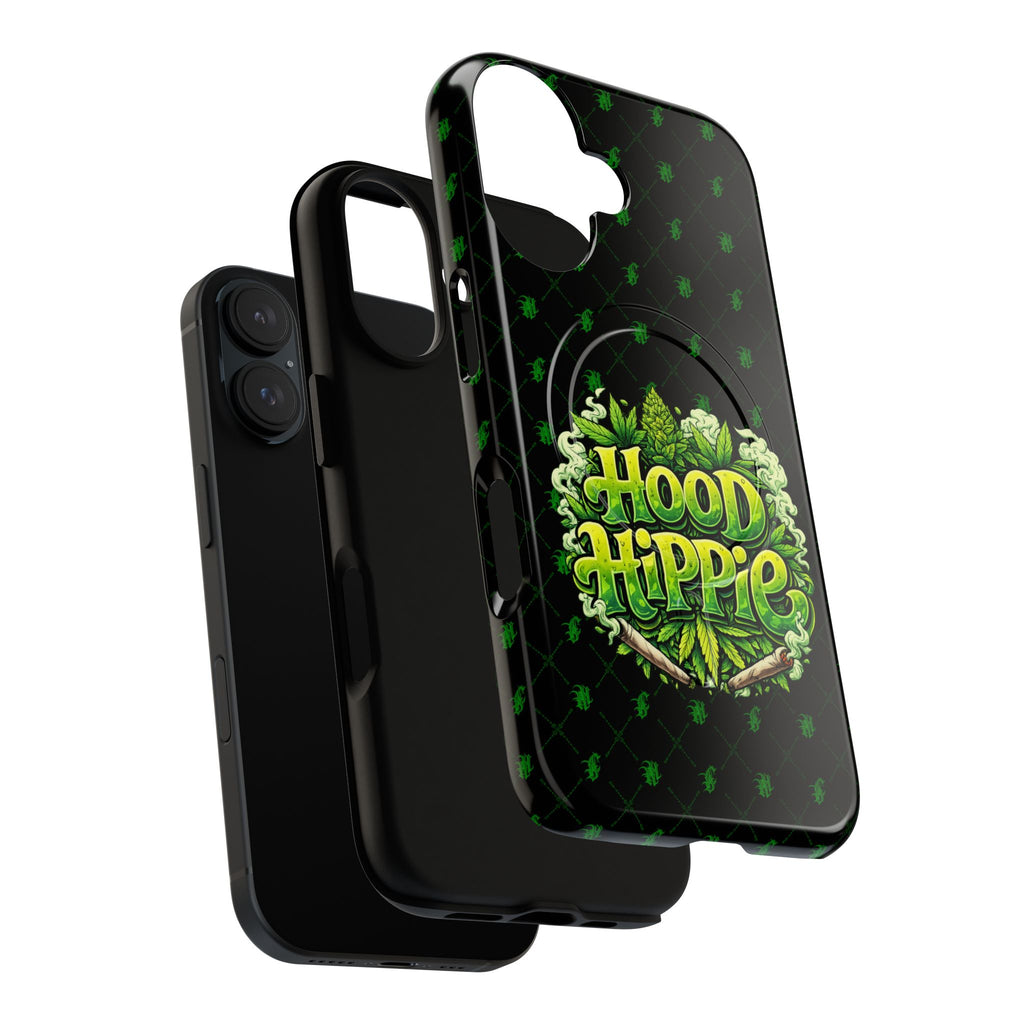 Phone Case — 'Hood Hippie' Magnetic Tough Case with Green Cannabis Design