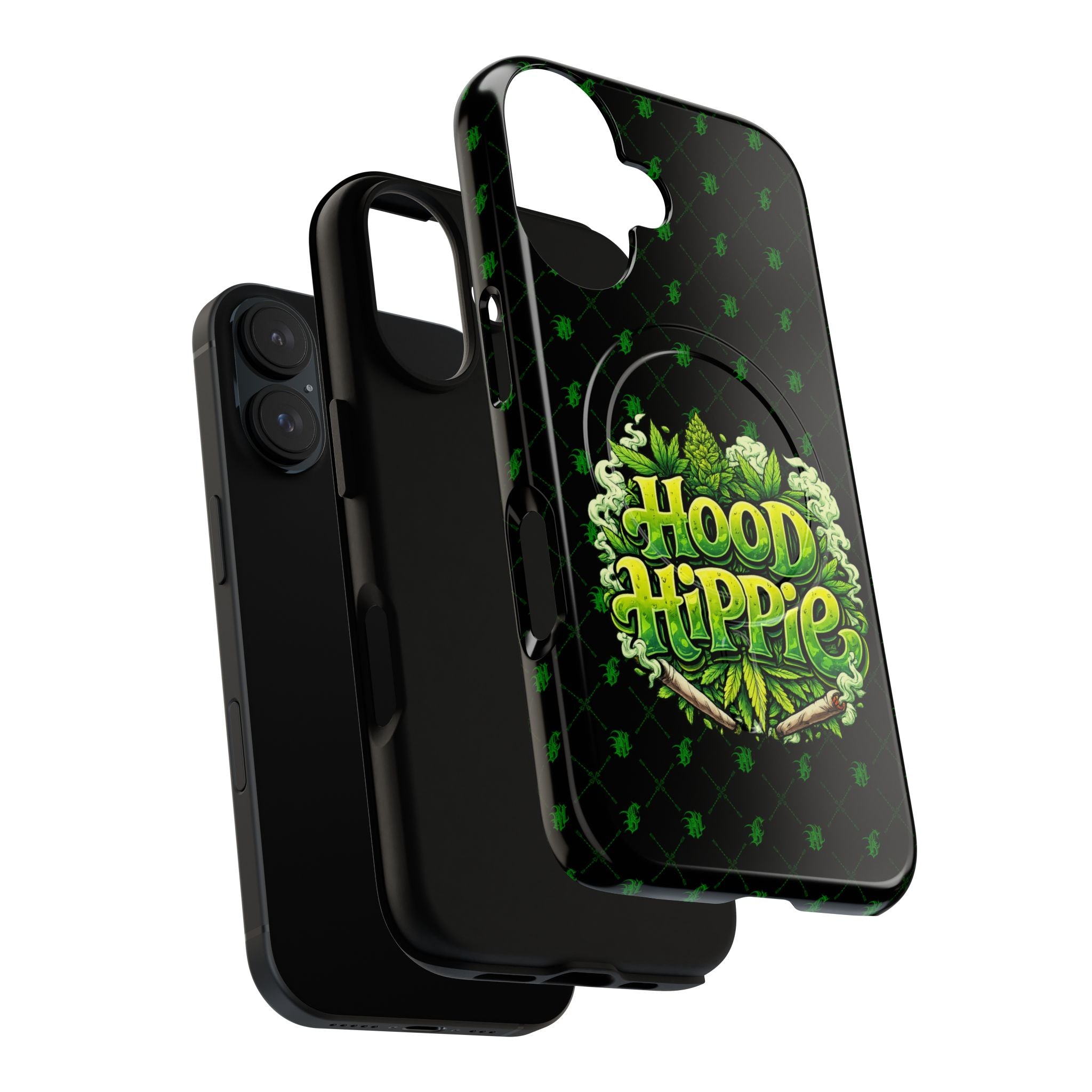 Phone Case — 'Hood Hippie' Magnetic Tough Case with Green Cannabis Design