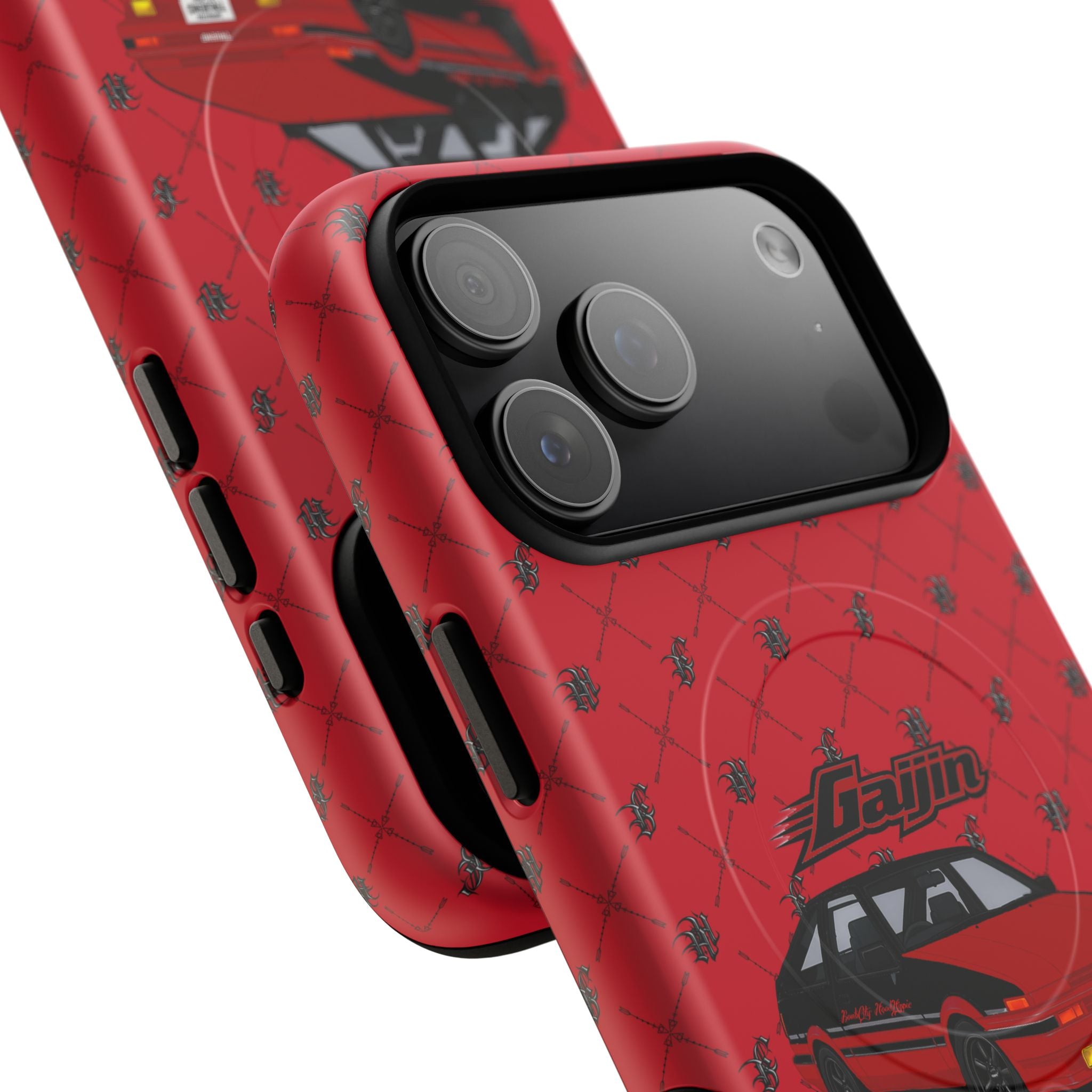 Red Retro Drift Car Tough Magnetic Phone Case — "Gajin" Graphic