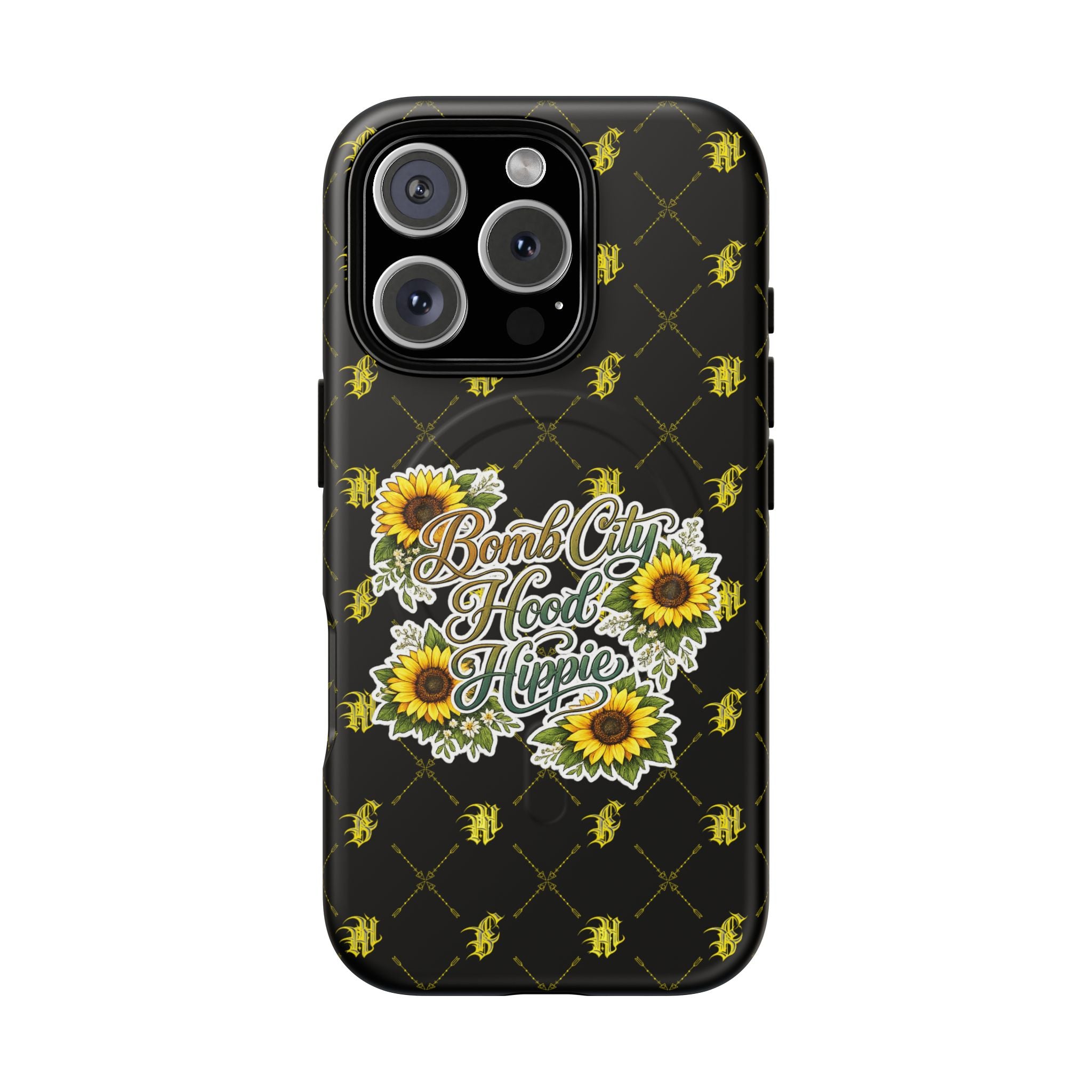 Tough Magnetic Phone Case — "Bomb City Hood Hippie" Sunflower Protective Cover
