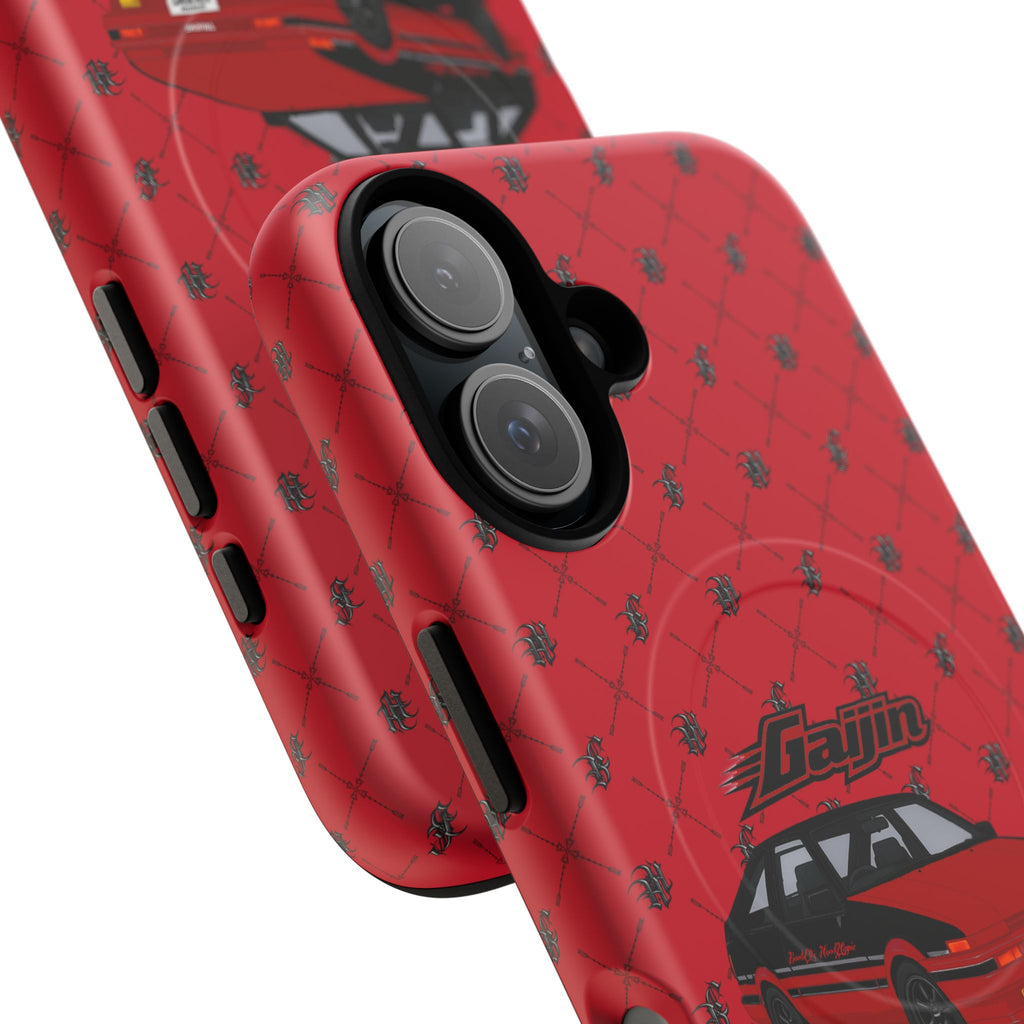 Red Retro Drift Car Tough Magnetic Phone Case — "Gajin" Graphic