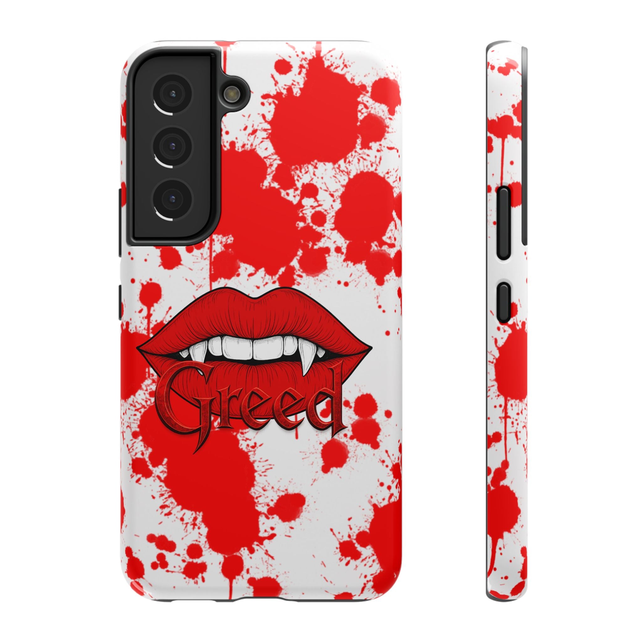 Vampire Lips Phone Case — Red Blood Splatter Impact-Resistant Case