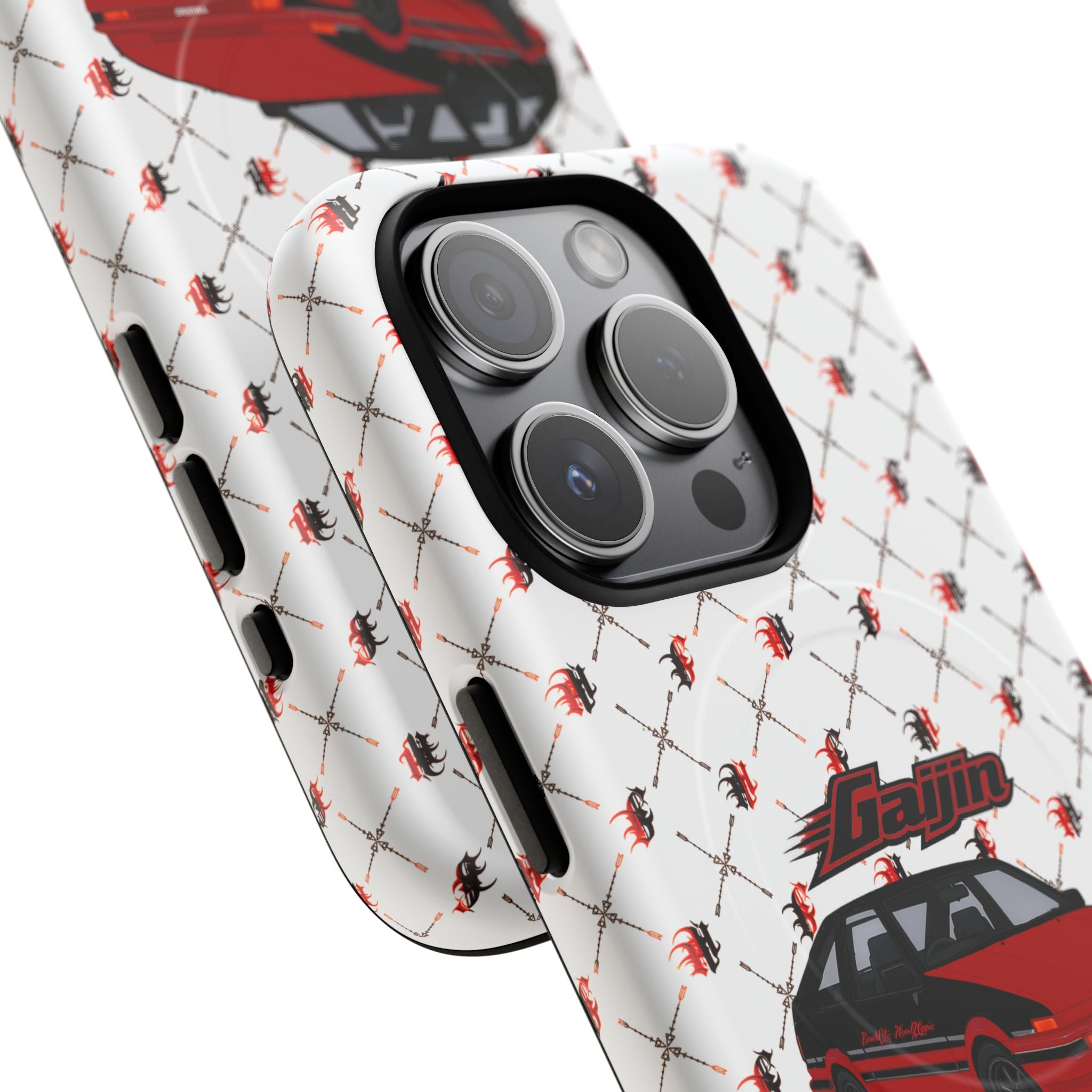 Car Graphic Magnetic Phone Case — Red JDM Hatchback Pattern
