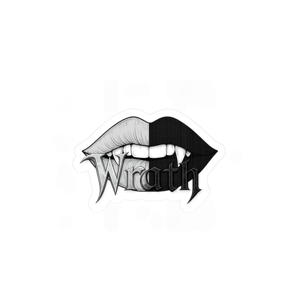Kiss-Cut Vinyl Decal — Gothic Black & White 'Wrath' Lips Sticker