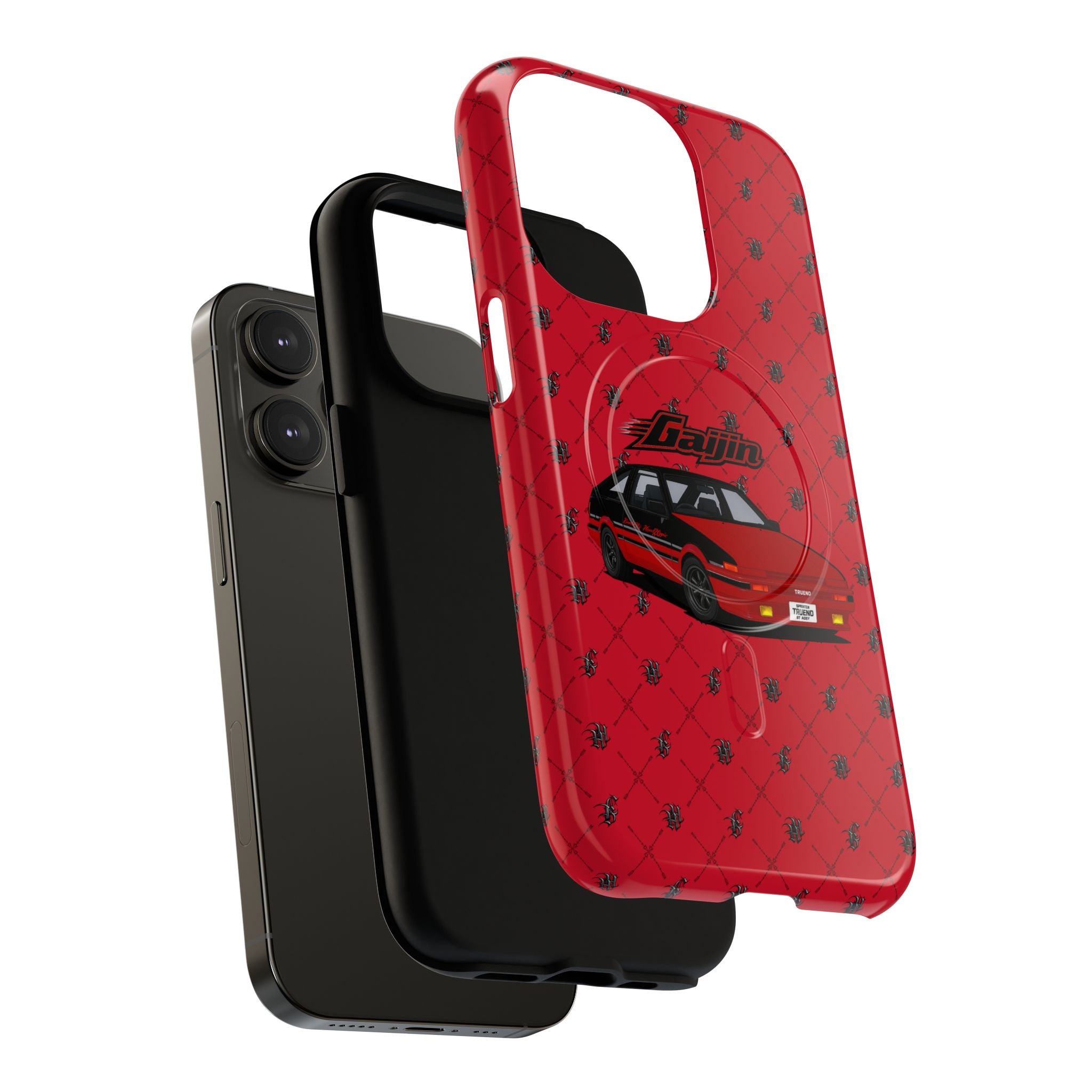 Red Retro Drift Car Tough Magnetic Phone Case — "Gajin" Graphic