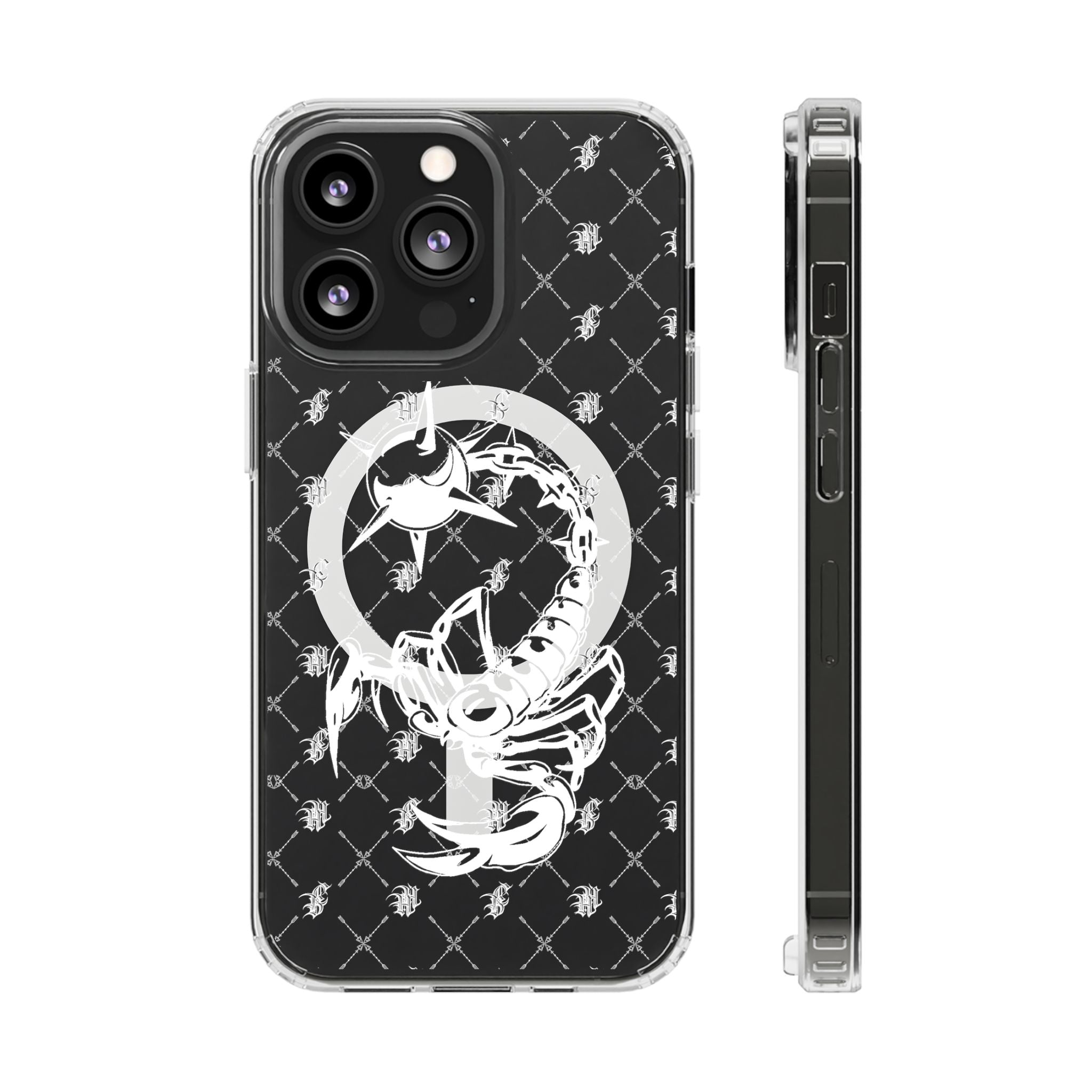 Clear Impact Phone Case — White Floral Venus Symbol (Magnetic, Shockproof)