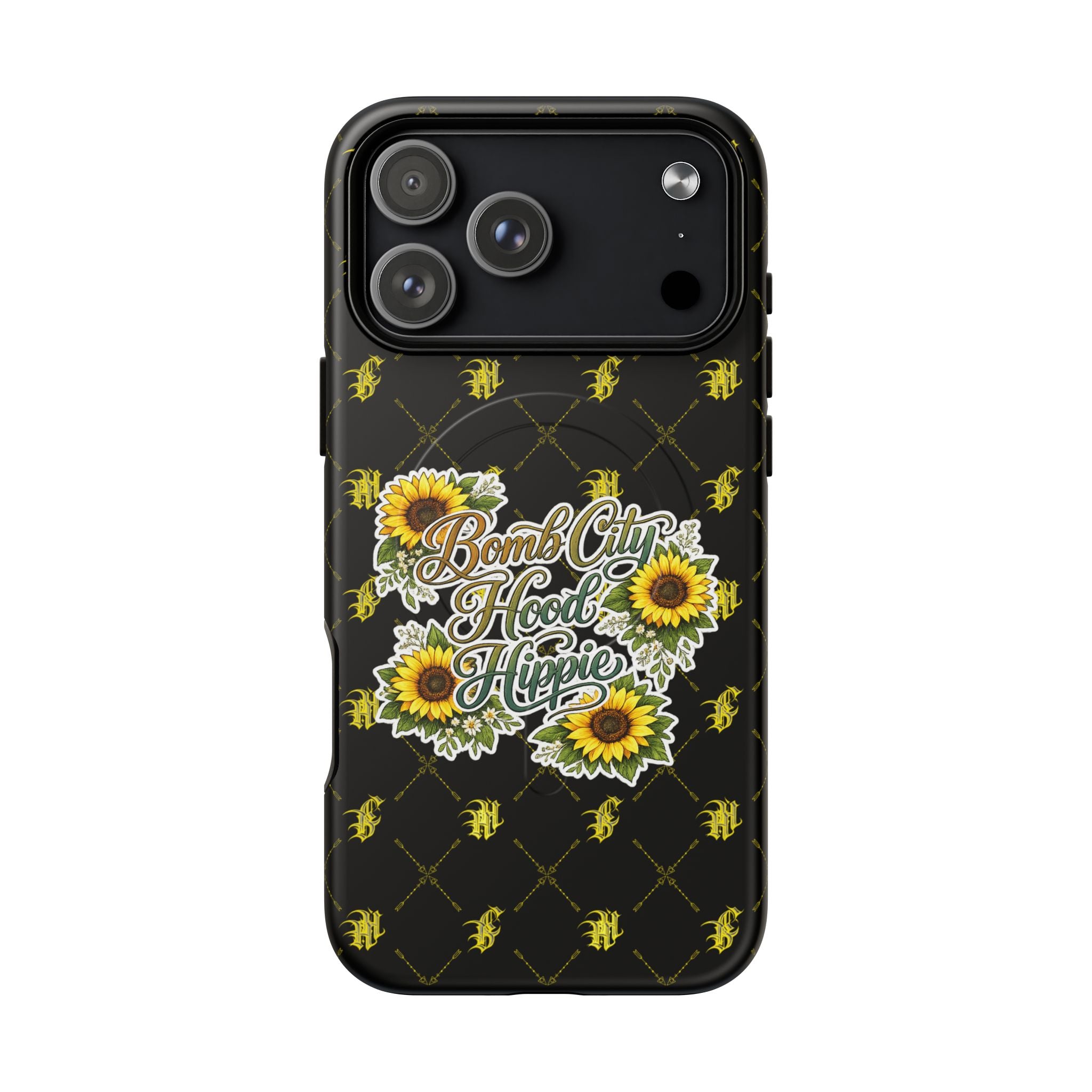 Tough Magnetic Phone Case — "Bomb City Hood Hippie" Sunflower Protective Cover