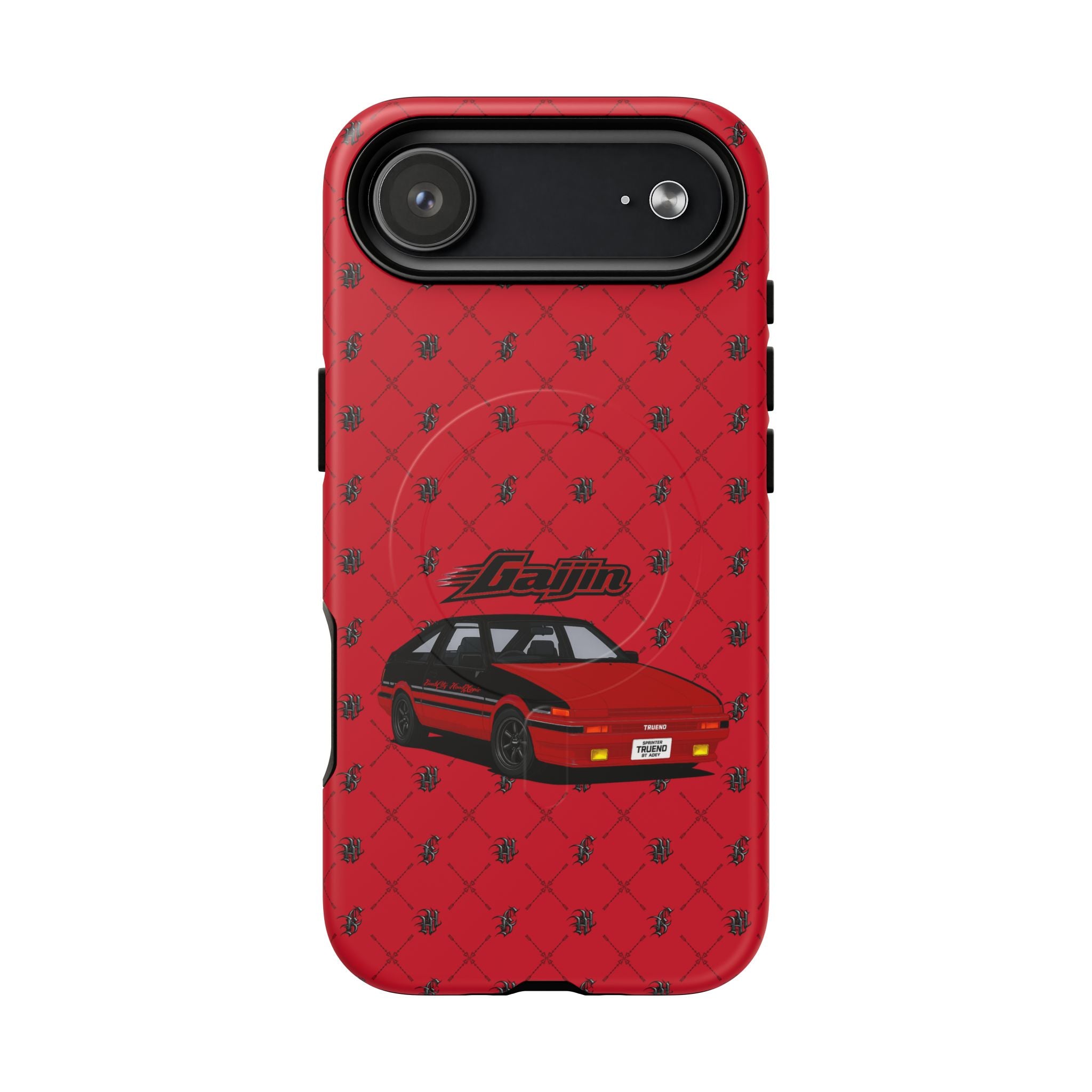Red JDM Drift Car Magnetic Phone Case — 'Gaijin' Retro Racing Design