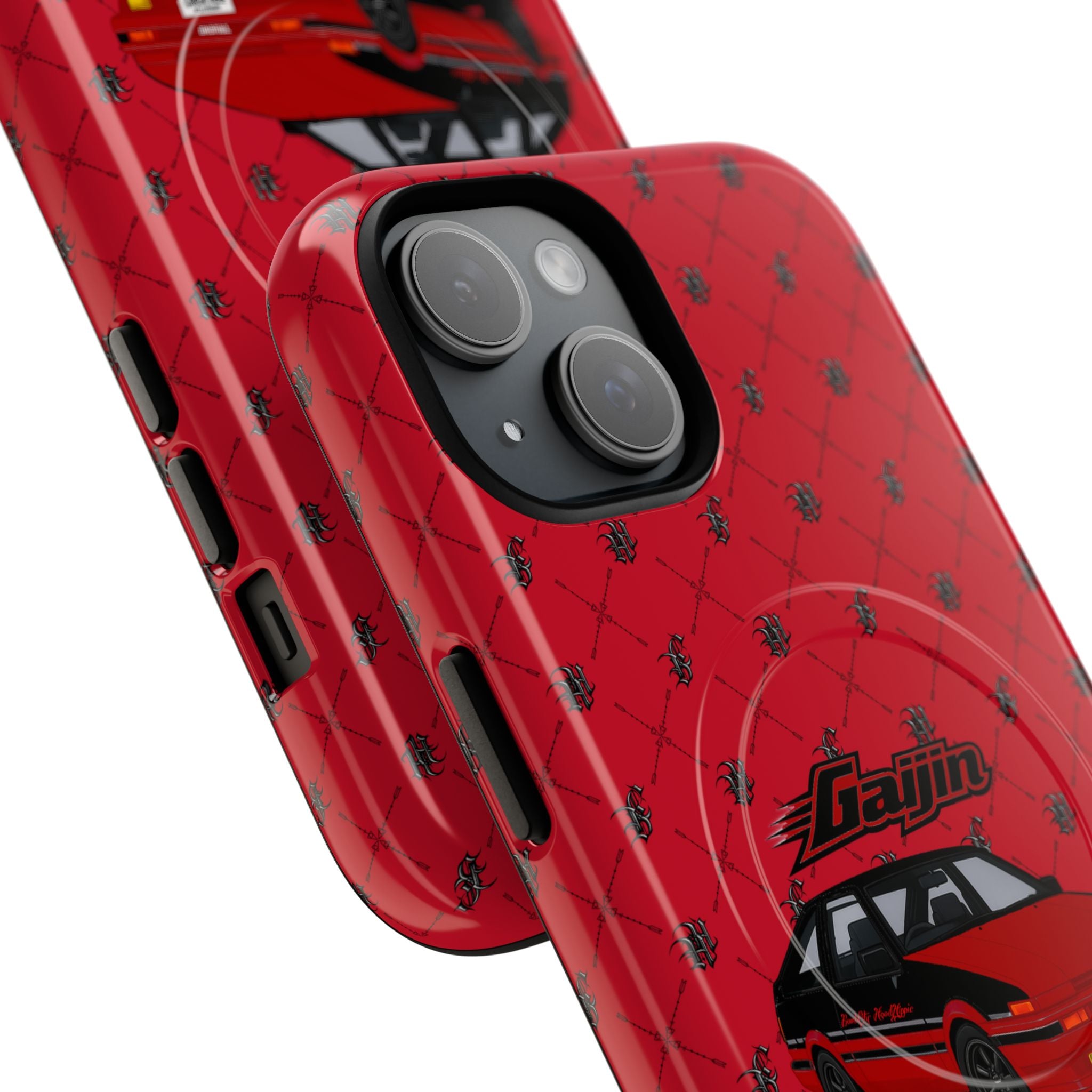 Red Retro Drift Car Tough Magnetic Phone Case — "Gajin" Graphic