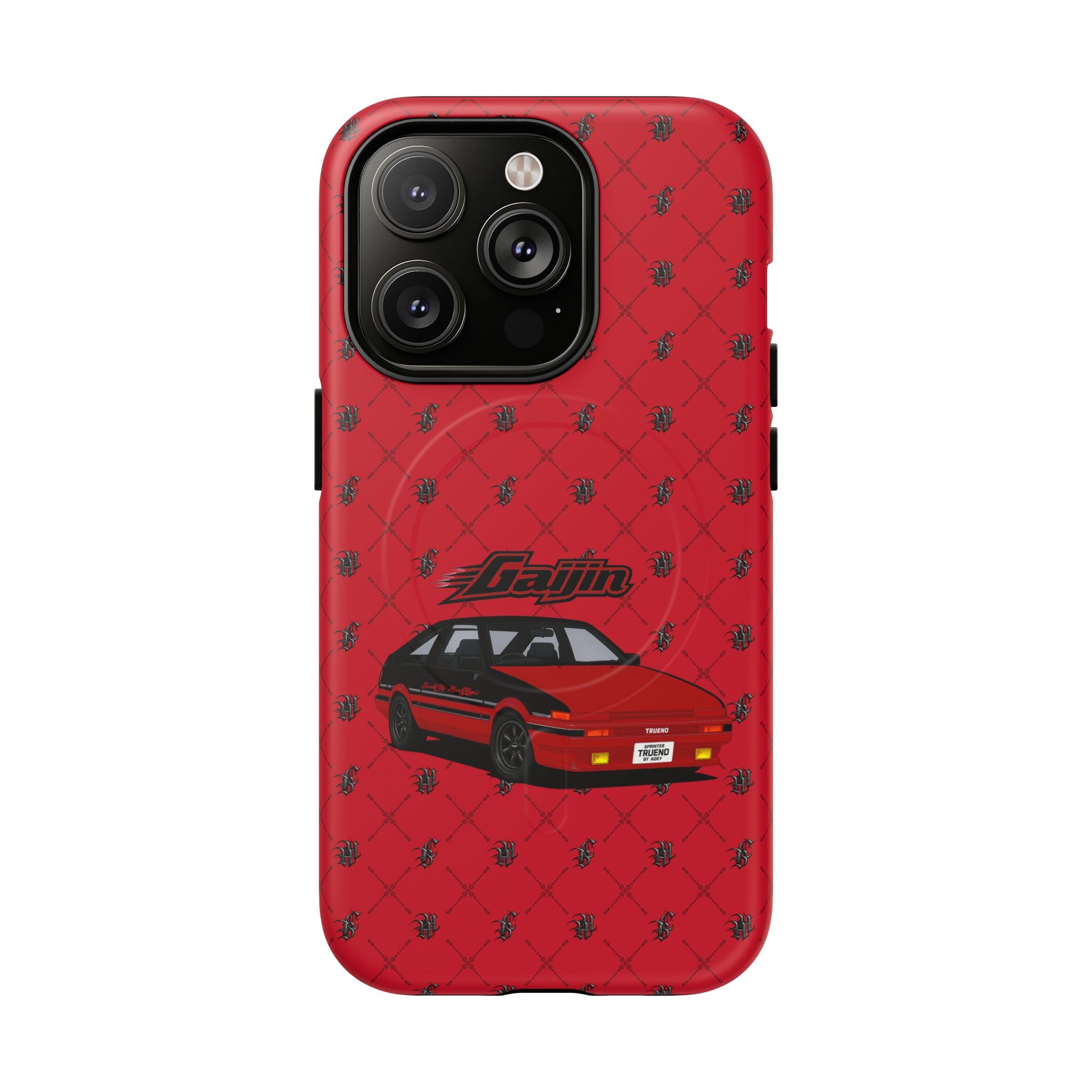 Red JDM Drift Car Magnetic Phone Case — 'Gaijin' Retro Racing Design