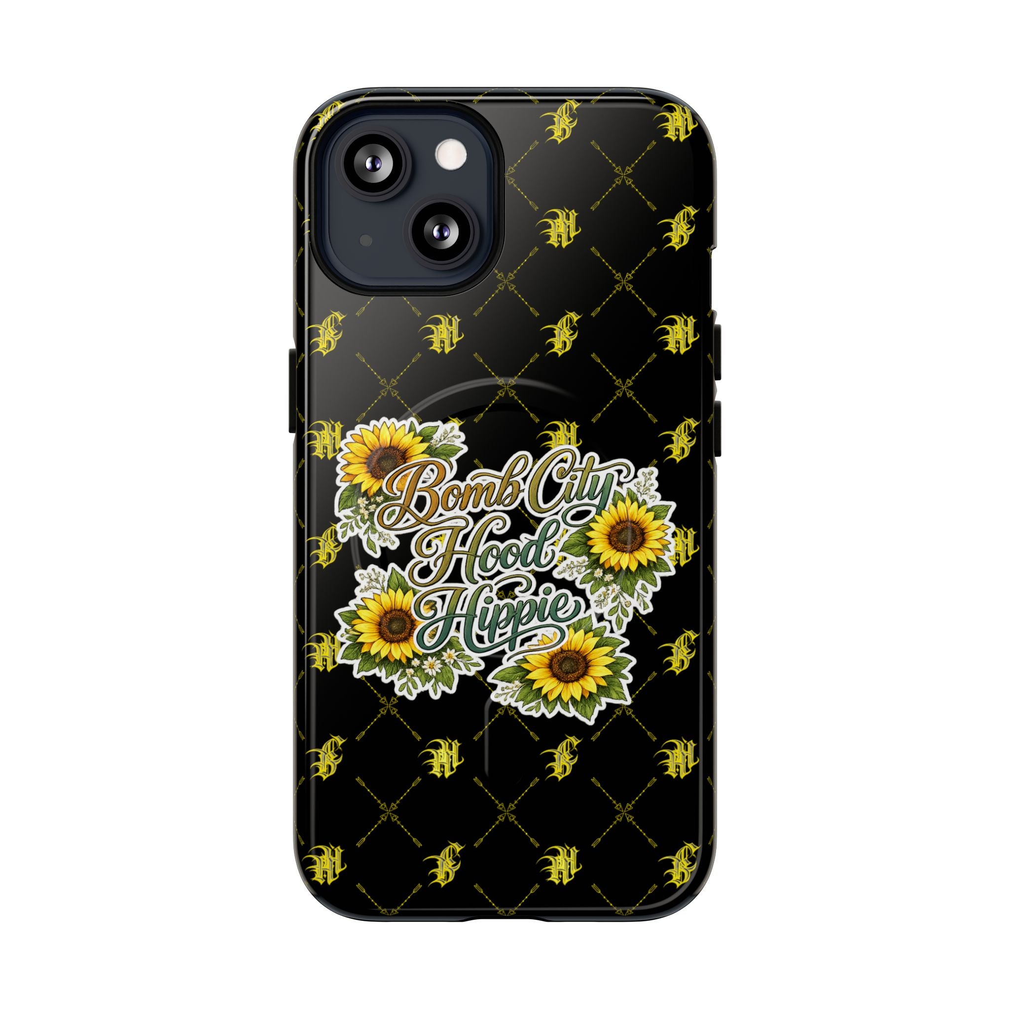 Tough Magnetic Phone Case — "Bomb City Hood Hippie" Sunflower Protective Cover