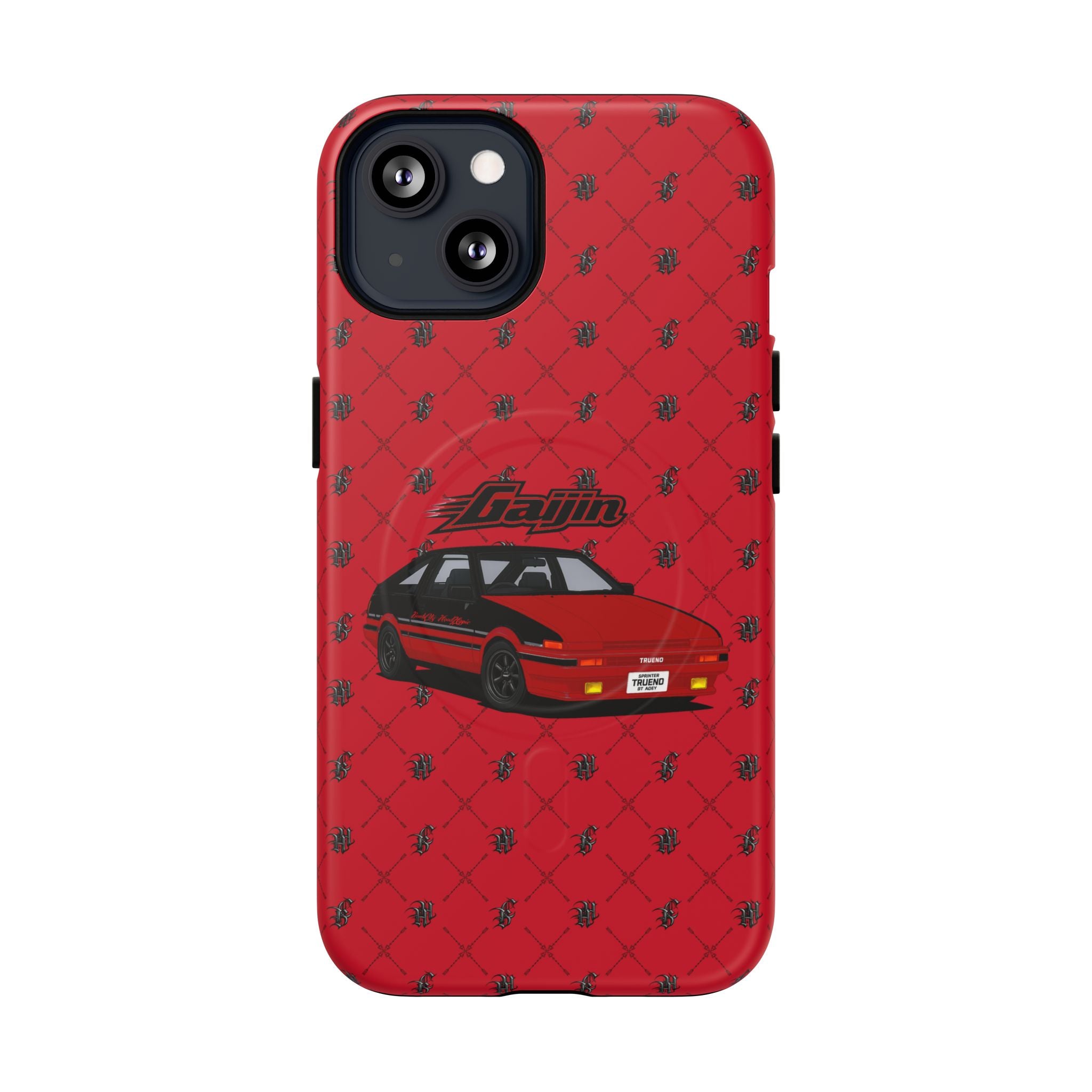 Red Retro Drift Car Tough Magnetic Phone Case — "Gajin" Graphic