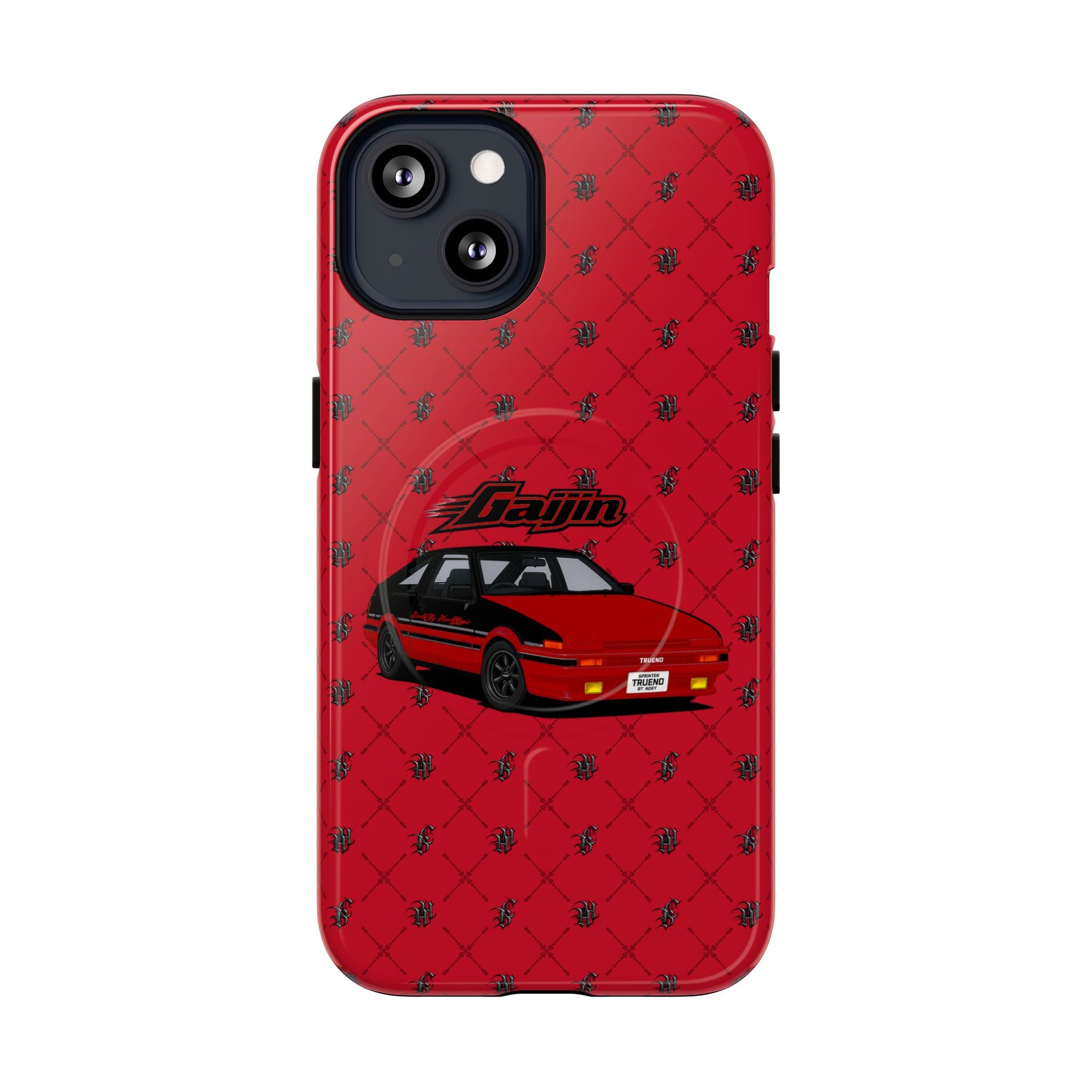 Red Retro Drift Car Tough Magnetic Phone Case — "Gajin" Graphic