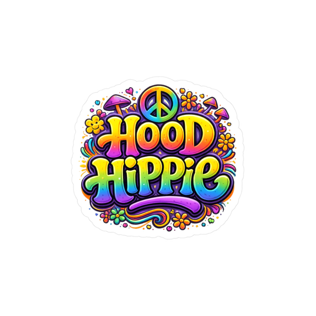 Hood Hippie Kiss-Cut Vinyl Sticker — Colorful Peace Sign Decal