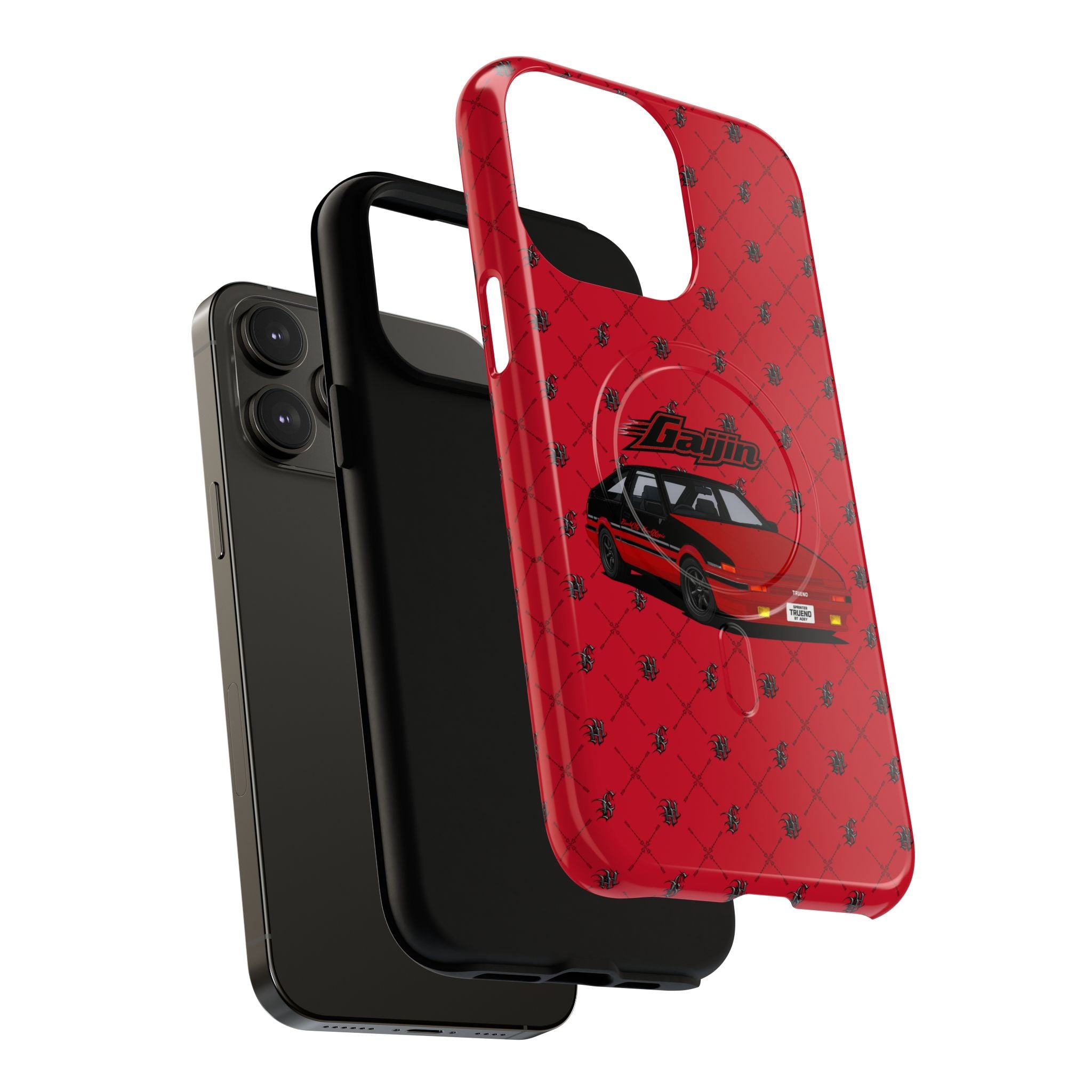 Red Retro Drift Car Tough Magnetic Phone Case — "Gajin" Graphic