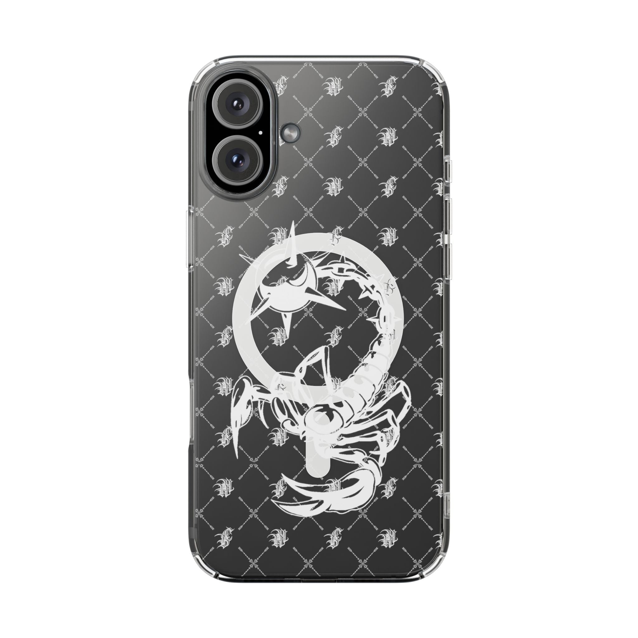 Clear Impact Phone Case — White Floral Venus Symbol (Magnetic, Shockproof)