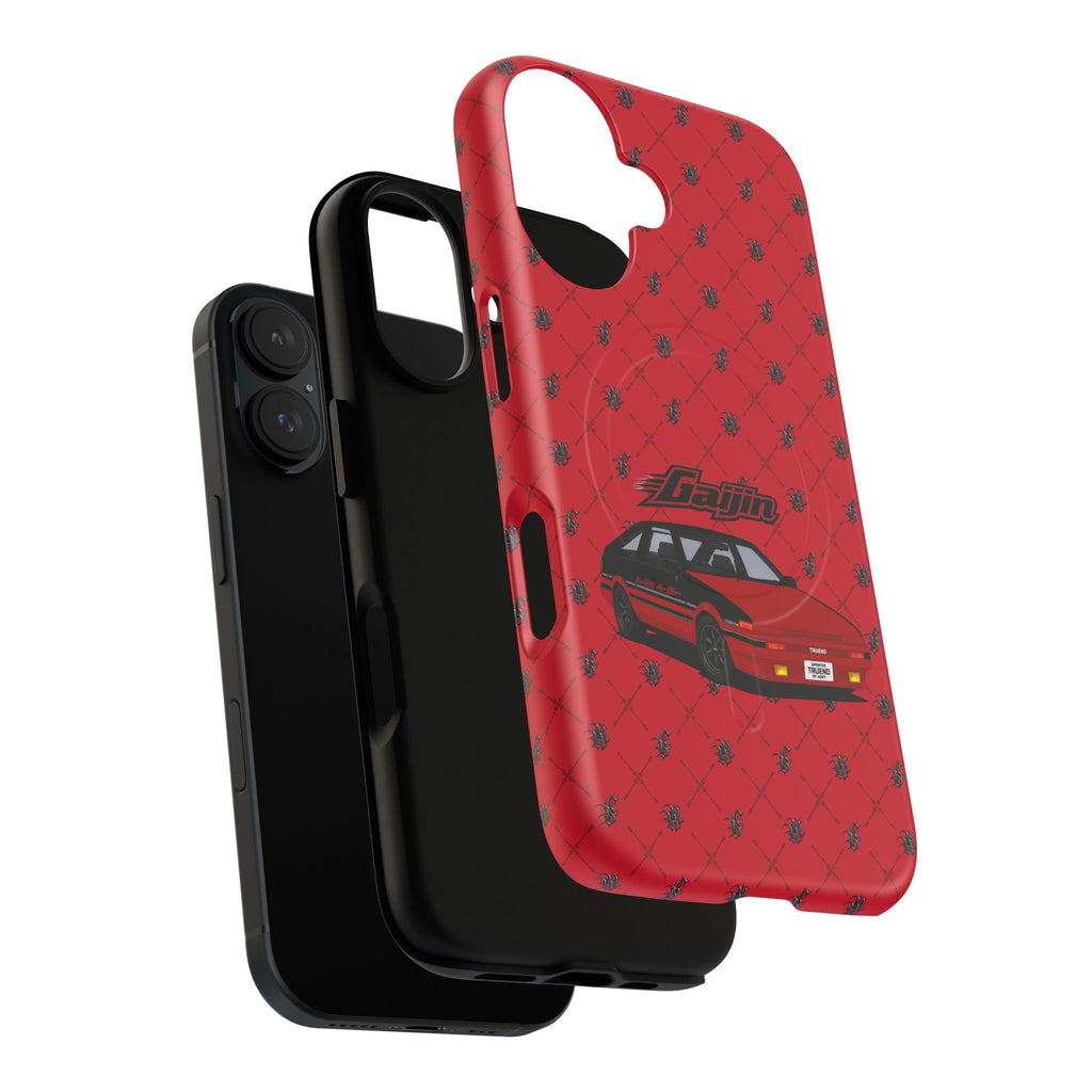 Red JDM Drift Car Magnetic Phone Case — 'Gaijin' Retro Racing Design