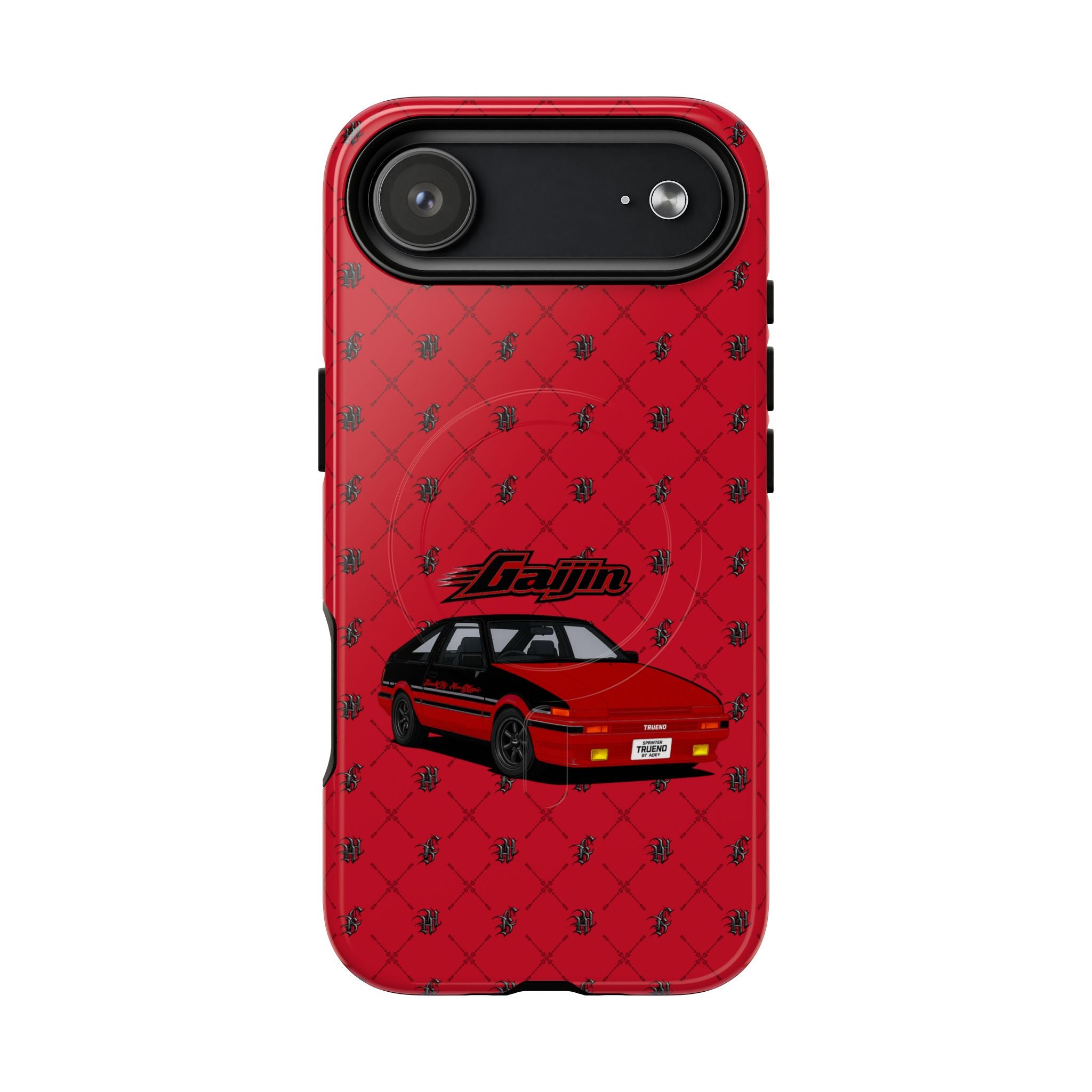 Red JDM Drift Car Magnetic Phone Case — 'Gaijin' Retro Racing Design