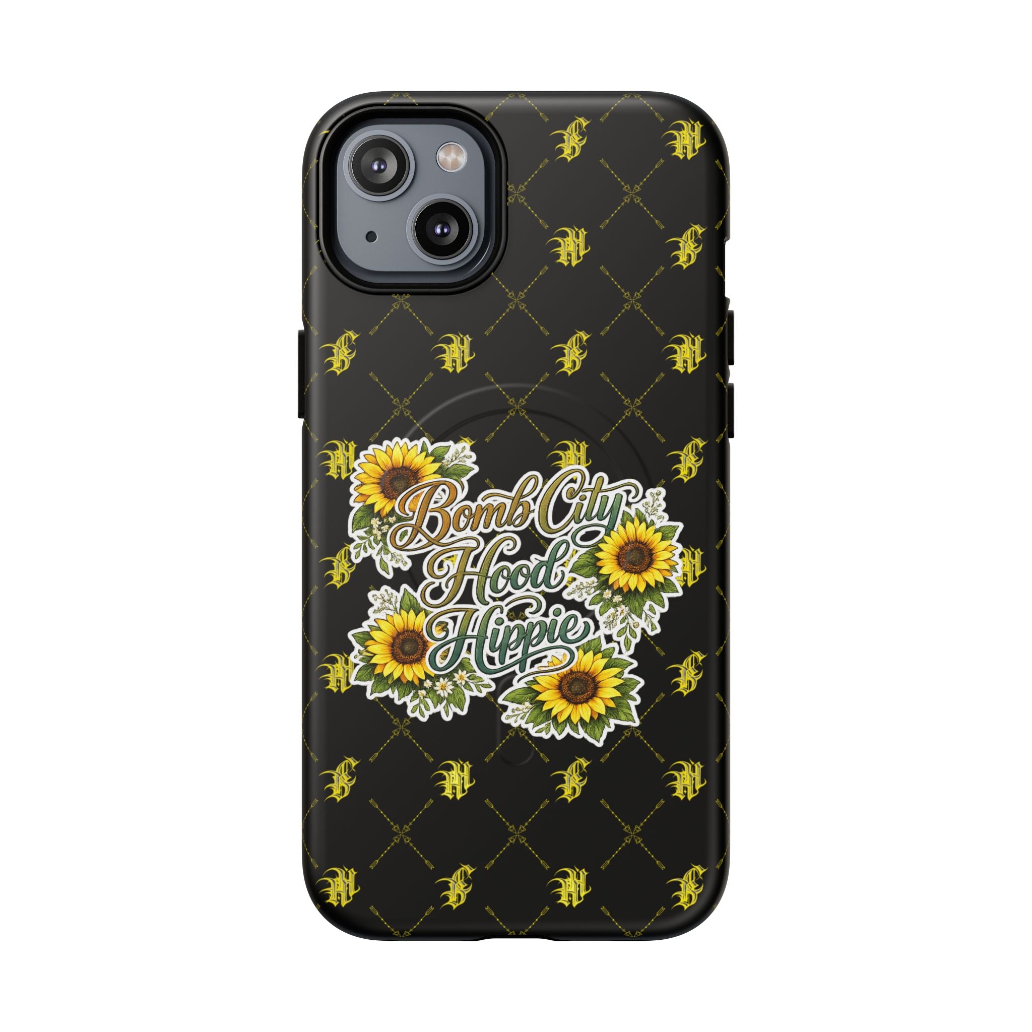 Tough Magnetic Phone Case — "Bomb City Hood Hippie" Sunflower Protective Cover