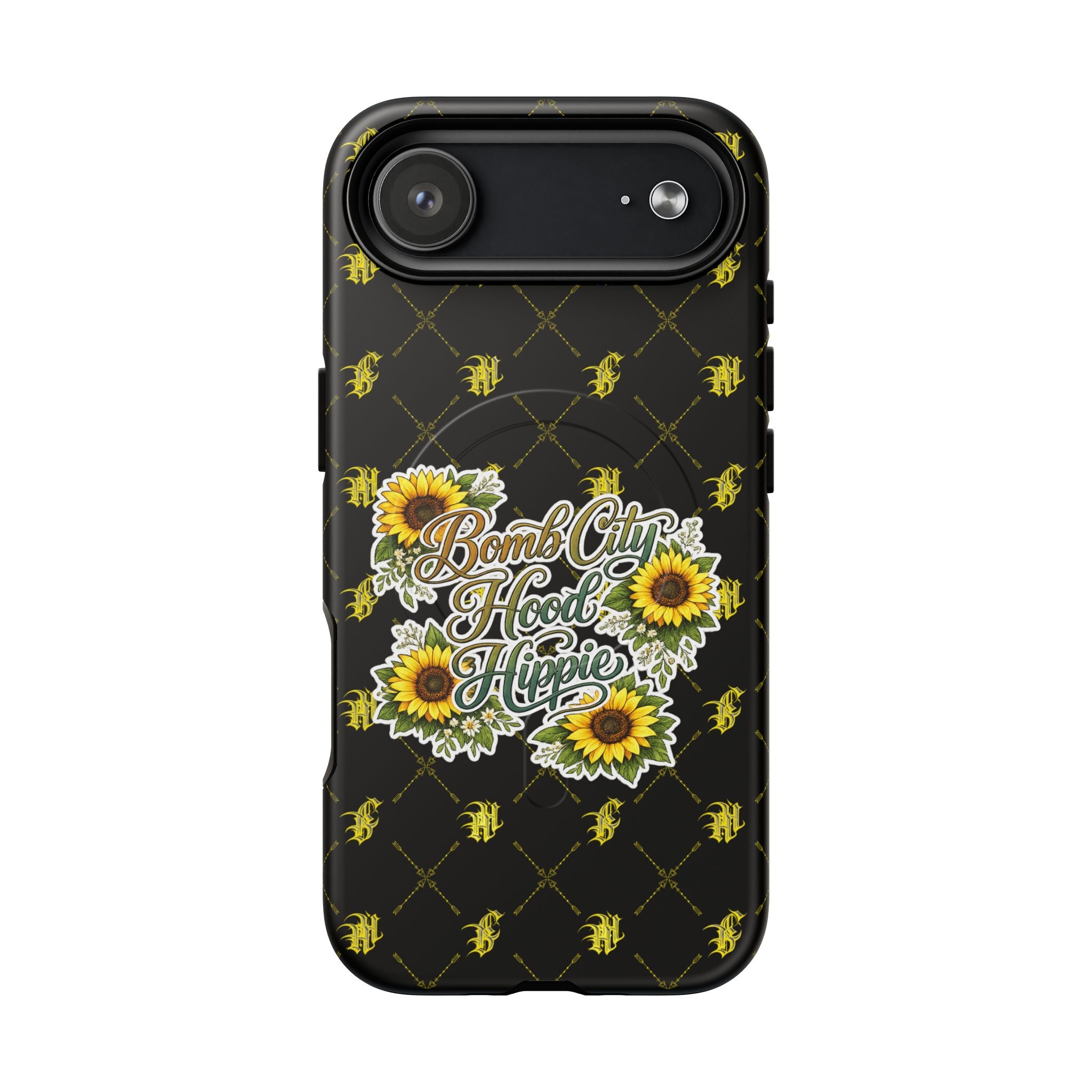 Tough Magnetic Phone Case — "Bomb City Hood Hippie" Sunflower Protective Cover